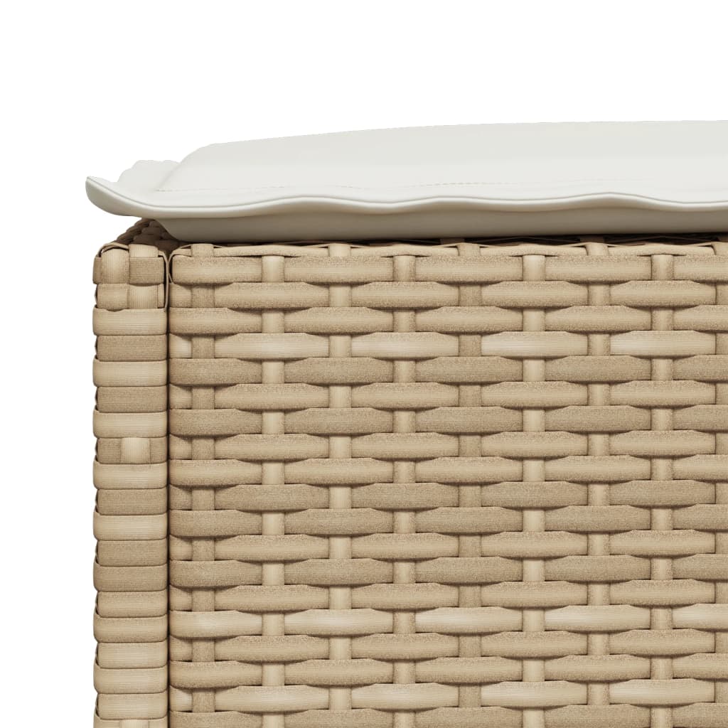 Taburete de jardín y cojín ratán sintético beige 63,5x56x32 cm vidaXL - 7