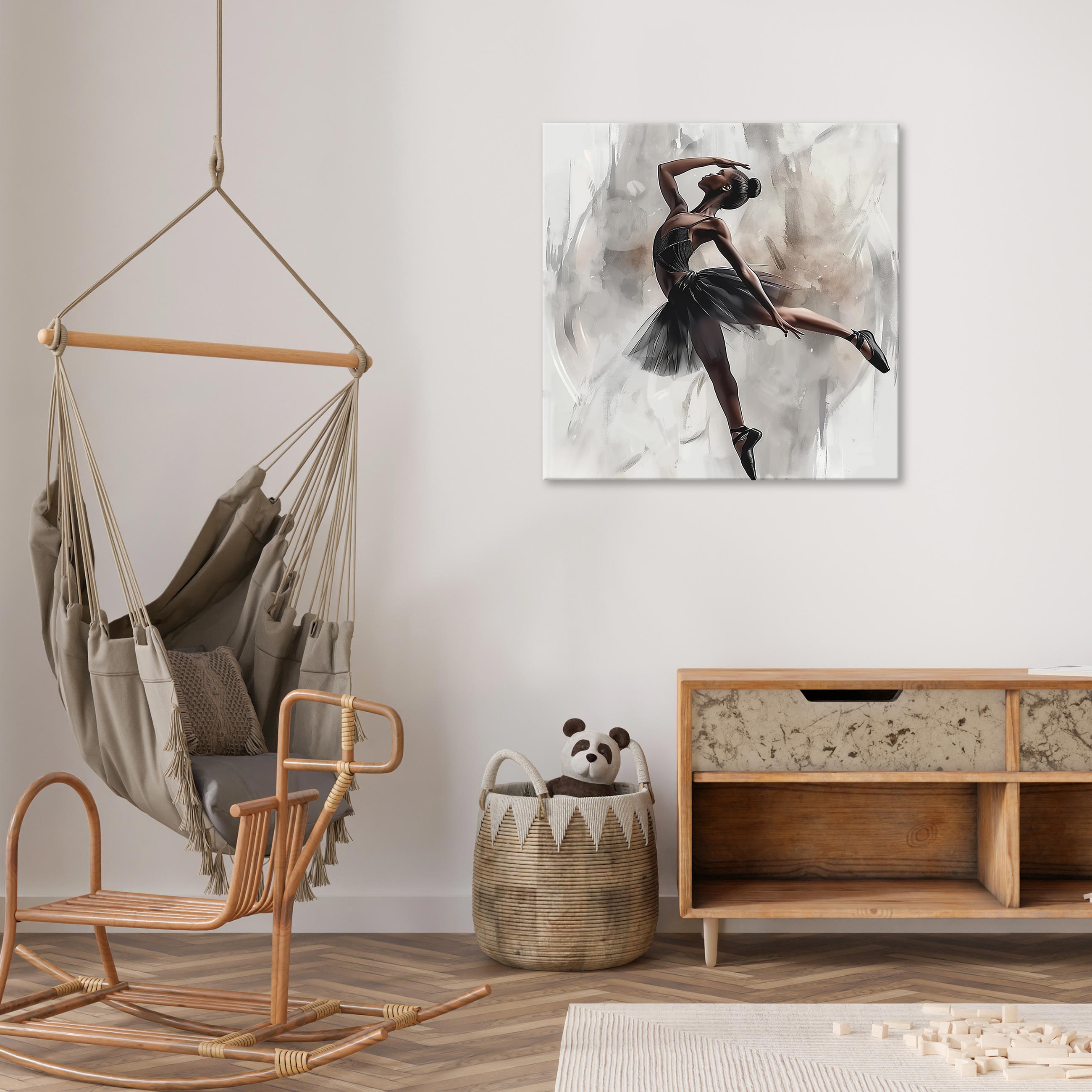 Impression sur Toile Abstrait Ballerine Boho Art Moderne 30x30 cm XXL Tableau Décoration Murale Intissée pour Salon Chambre pret a accroche - 2
