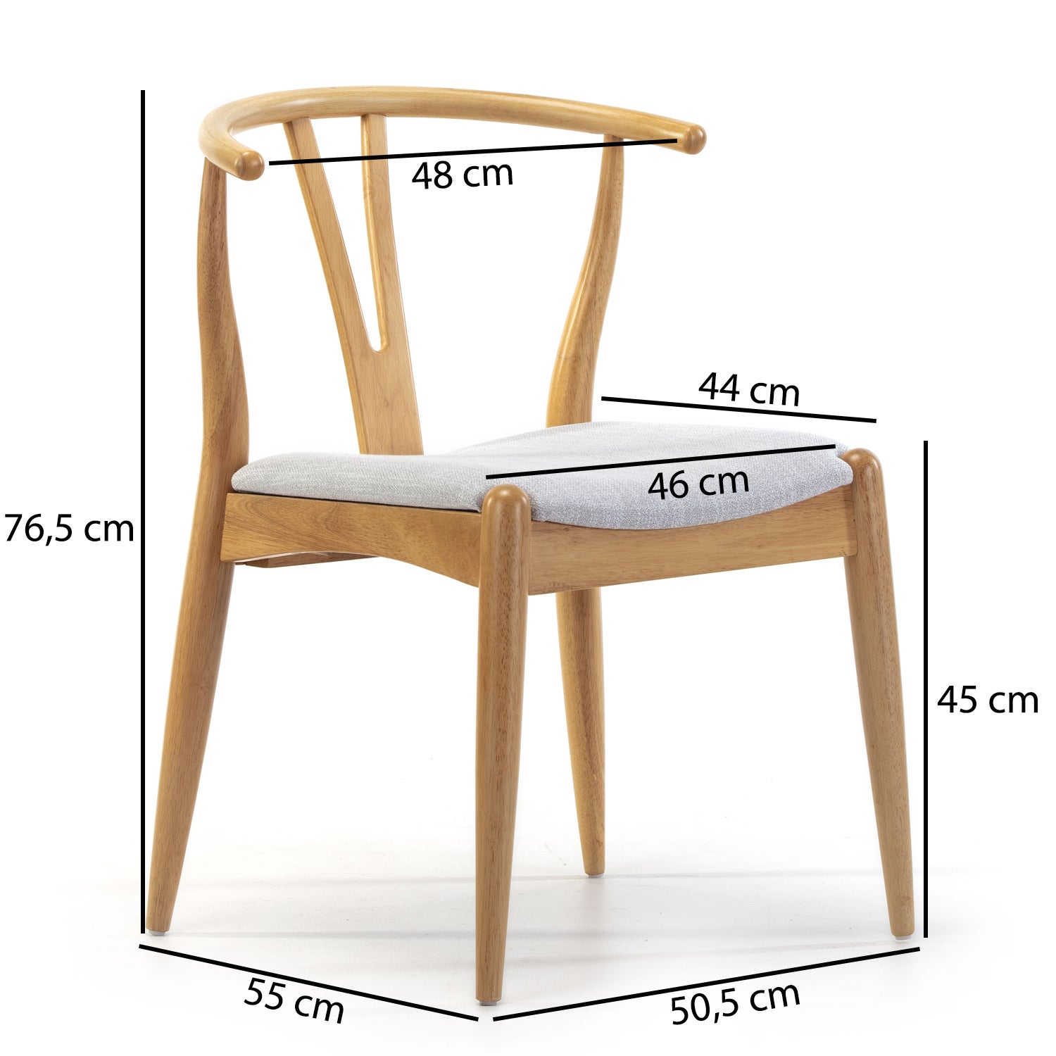 Pack 2 chaises Rustic, Couleur Chêne, Bois Massif, 55 cm x 54,5 cm x 76 cm - 5