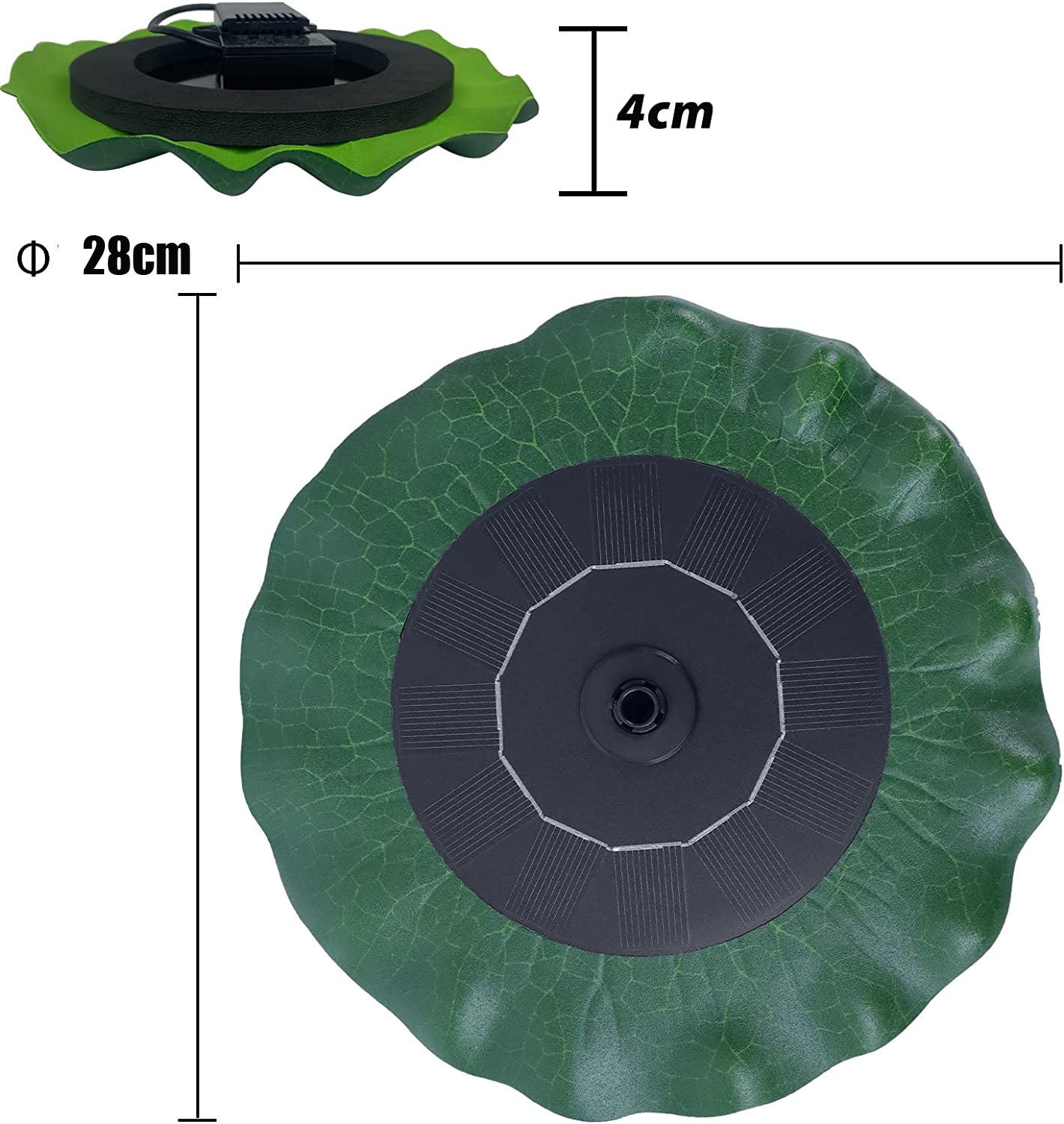 Fontaine Solaire - Pompe à Eau Solaire - Décoration en Feuille de Lotus avec Buses de pulvérisation - Pompe Solaire de 1,4 W - pour Jardin - 5