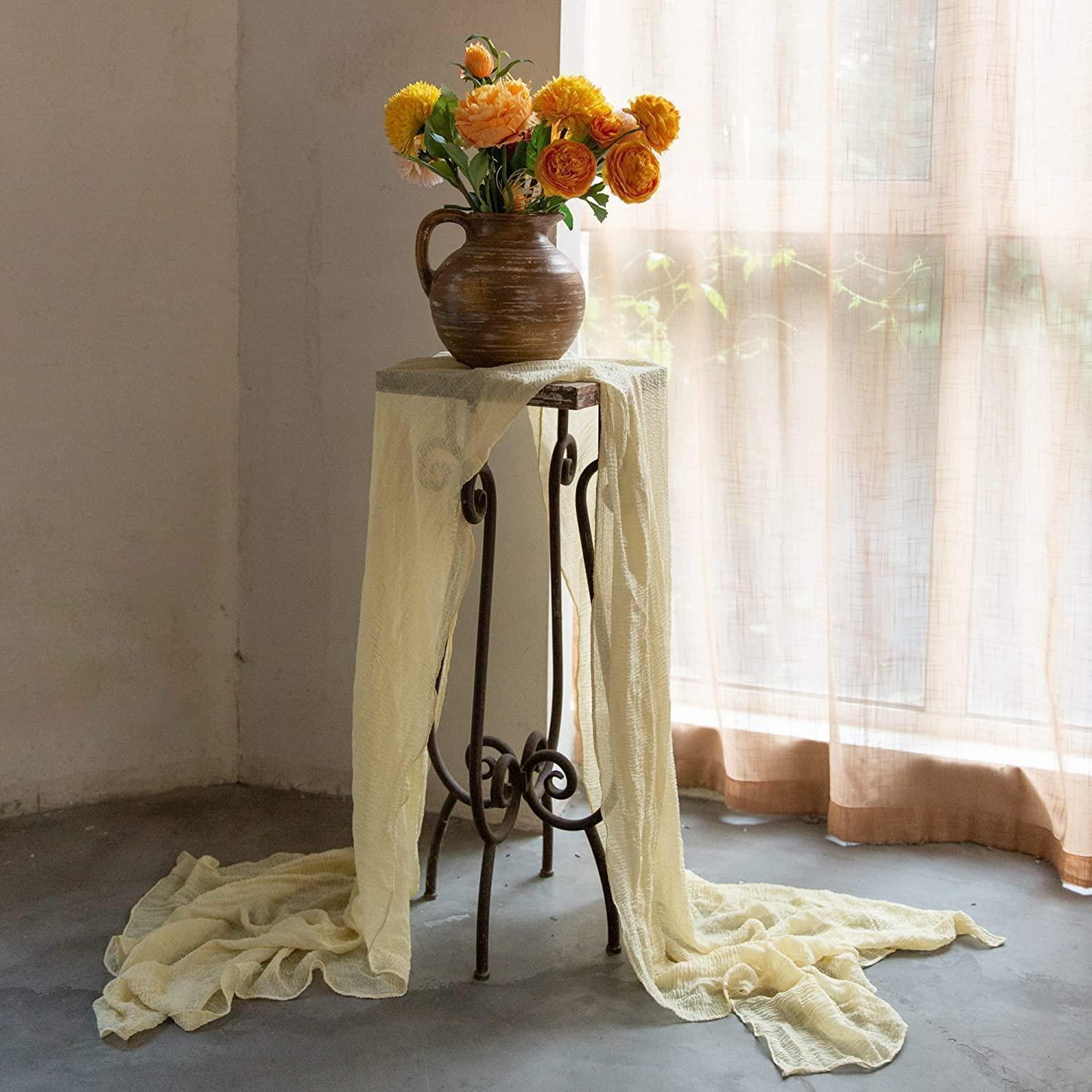 Tapis de table semi-transparent gaze 90 x 300 cm Sable Coton Rustique ...