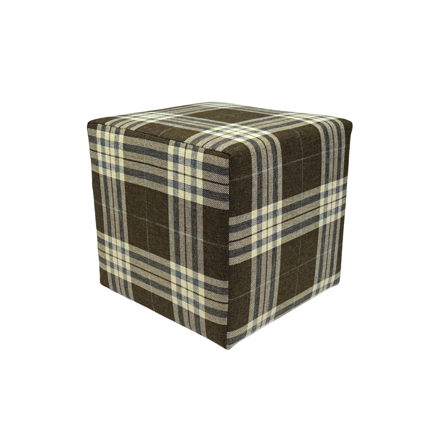 Pufa kwadratowa 40x40 cm LOBOX stylowa plecionka eleganckie siedzisko podnóżek krata dwukolorowa jasno brązowa