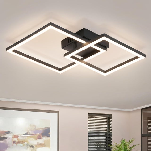 ZMH Lampa sufitowa czarna LED 20W 4000K nowoczesna lampa sufitowa do salonu sypialni przedpokoju i biura