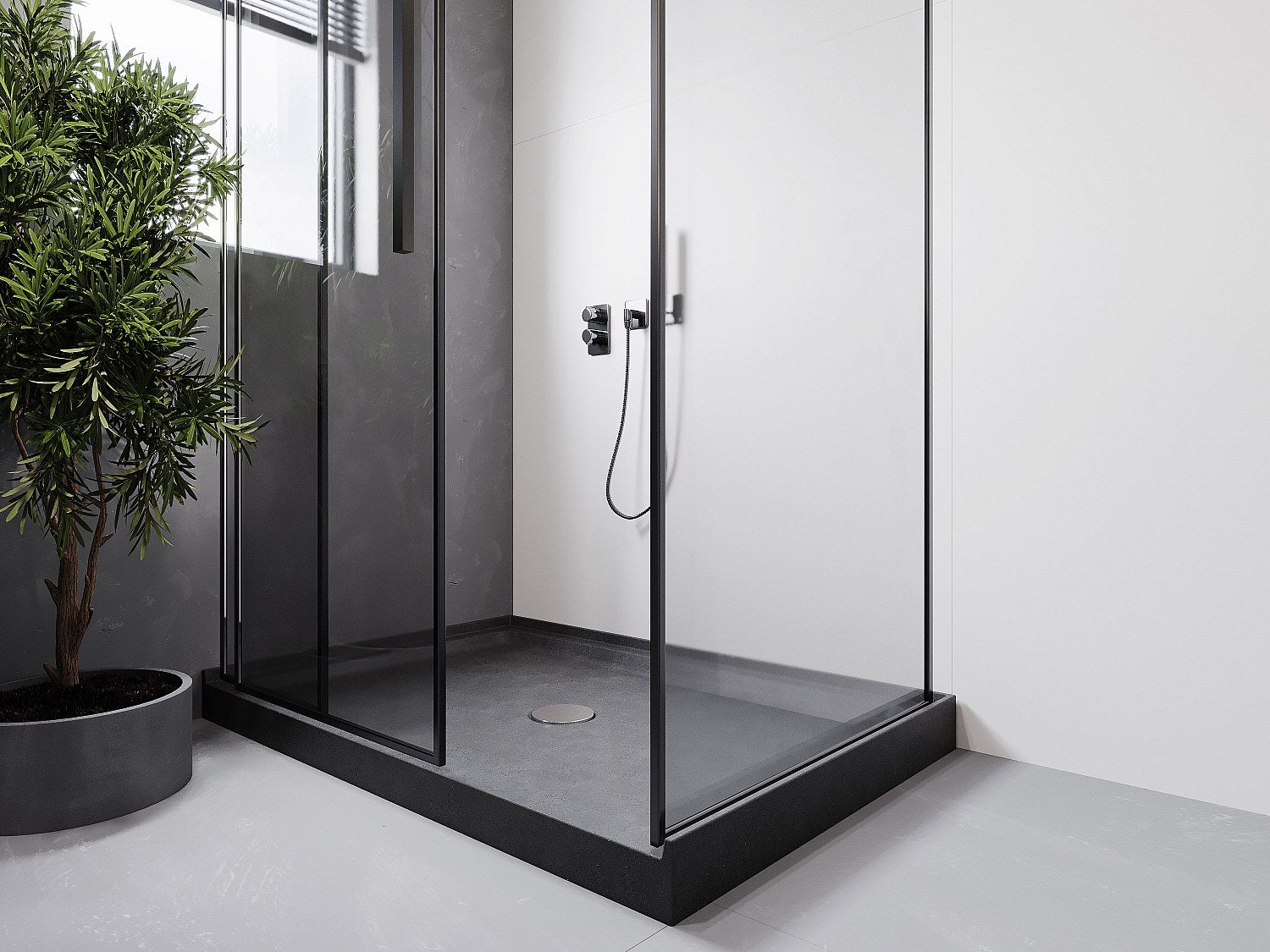 Brodzik prysznicowy betonowy – dł. 121,5 x szer. 81,5 x wys. 9,5 cm – RIAZOS