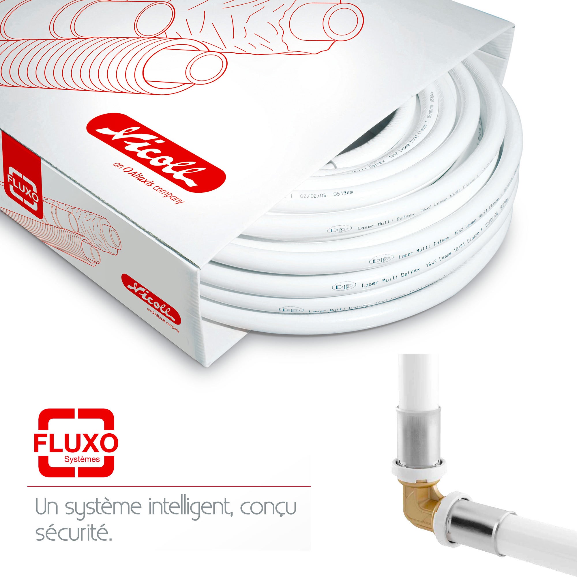 Tube multicouche Fluxo pré-isolé 10mm blanc Ø32, en couronne de 25m, NICOLL - 5