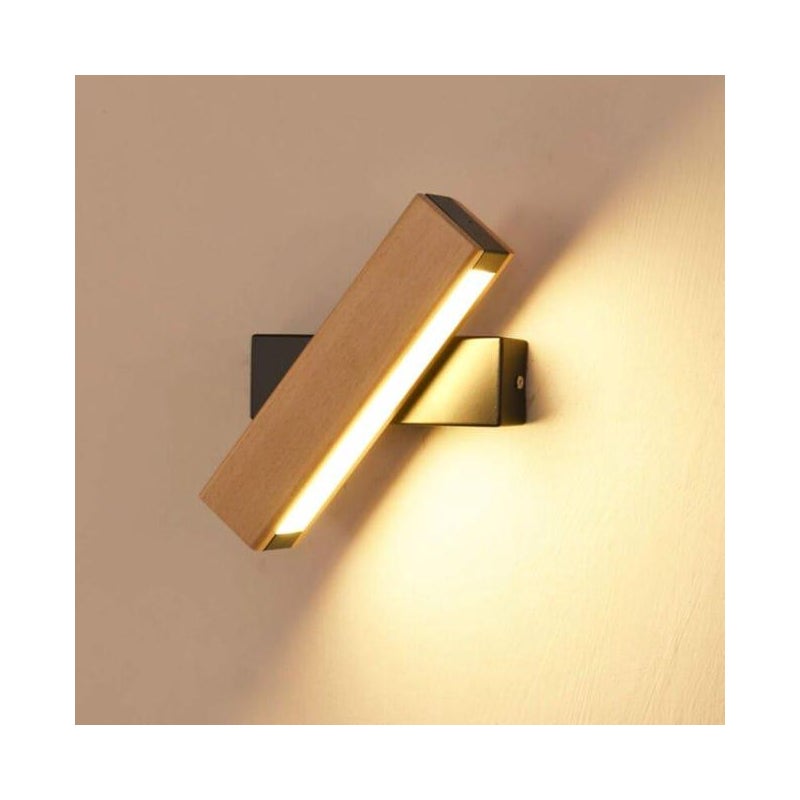 Lampa ścienna LED obrotowa 360° Lampa ścienna wewnętrzna 21x4x4,5CM 4W Ciepła biel Czarna podstawa 220V Lampka nocna