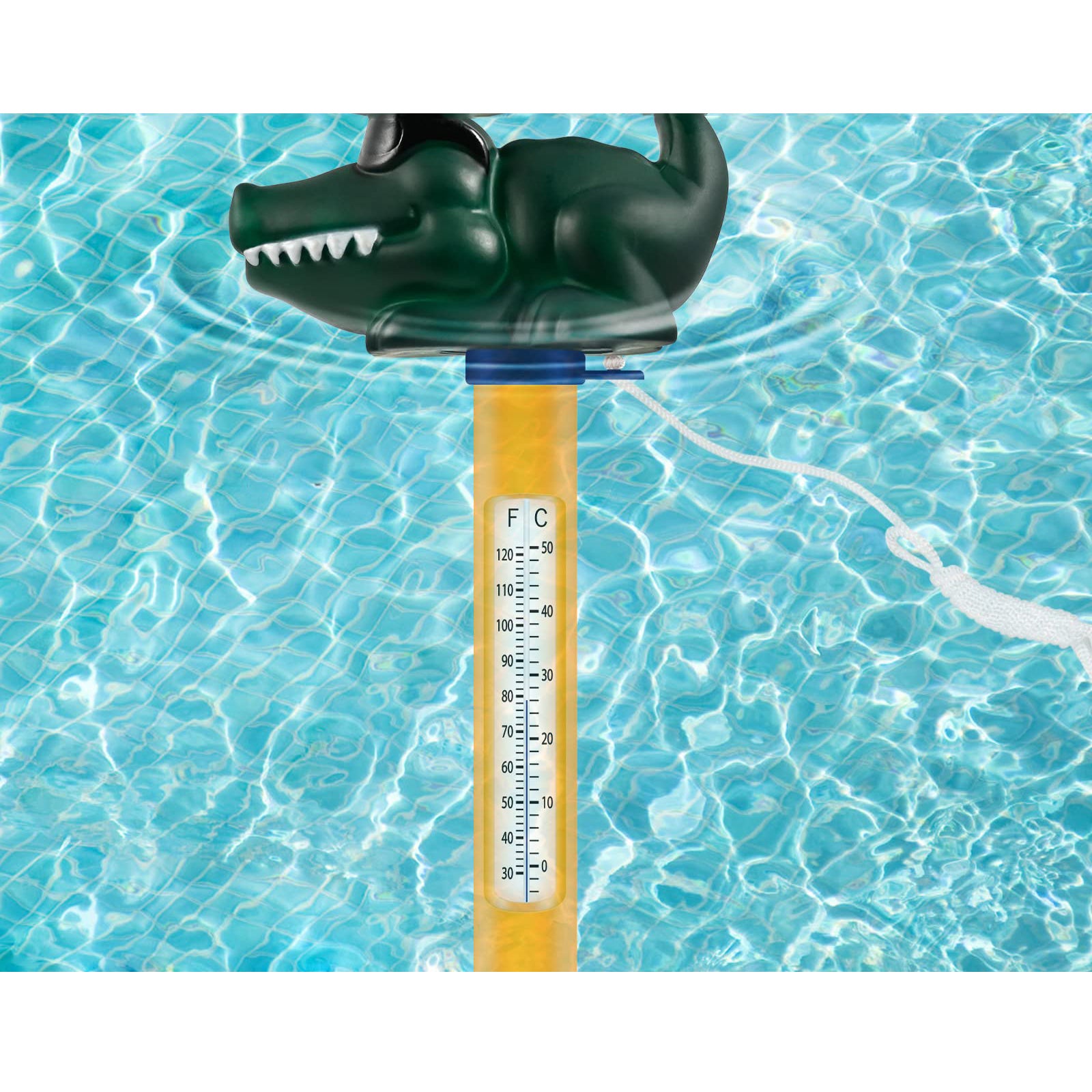 Thermomètre flottant de piscine, thermomètre flottant, thermomètre à eau de dessin animé (requin) - 3