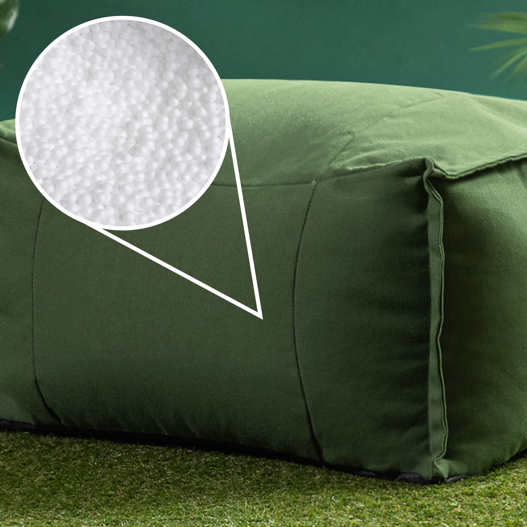 Pouf repose-pieds Icon d'extérieur en oléfine Oeko-Tex® imperméable vert kaki, 34x45cm, Made in Allemagne - 8