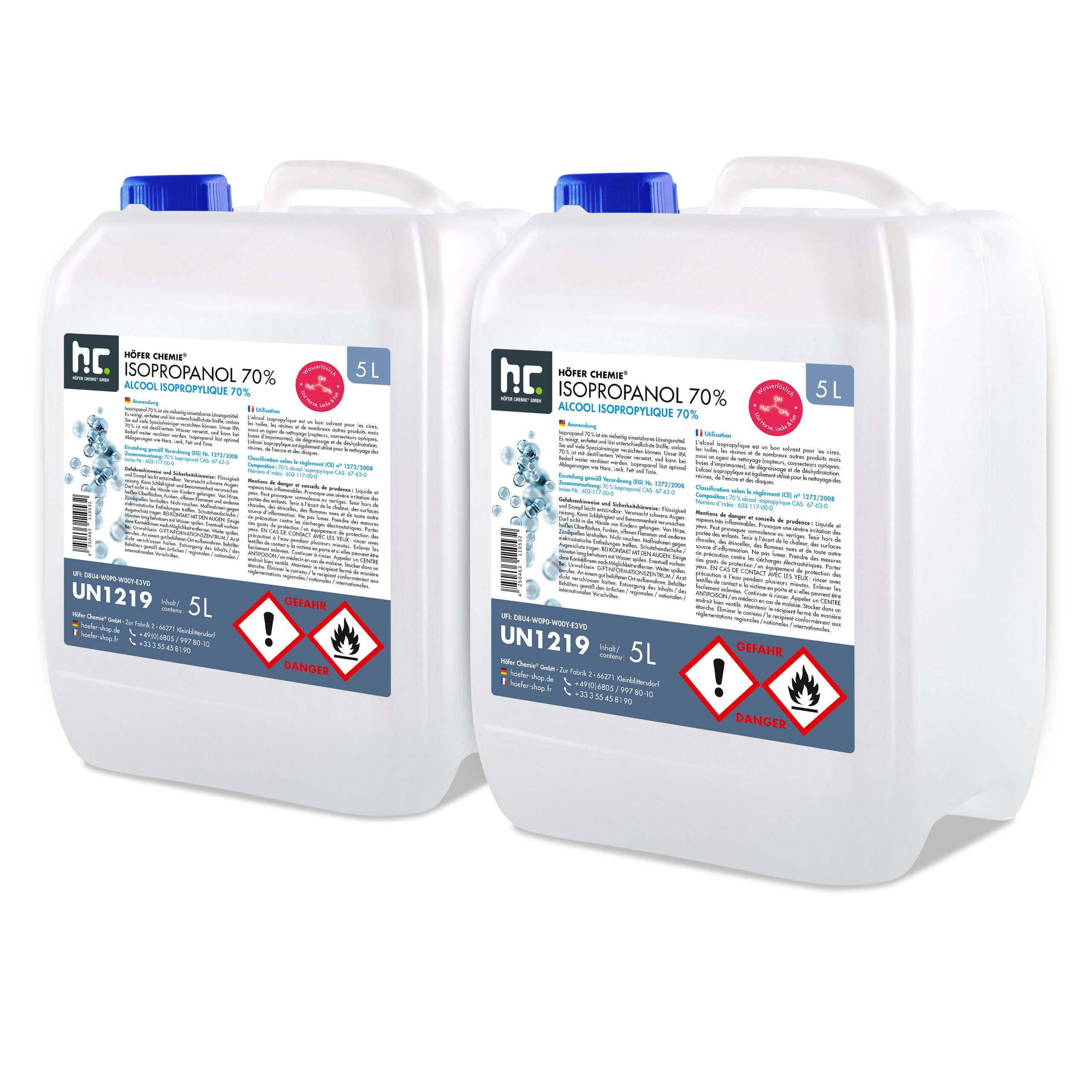 2 x Alcool isopropylique 70% Hfer Chemie en bidon de 5 L | Leroy Merlin 2 x Alcool isopropylique 70% Hfer Chemie en bidon de 5 L | Leroy Merlin