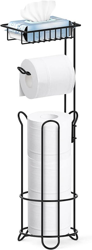 Porte Papier Toilette sur Pied avec Etagère de Téléphone sans Percage