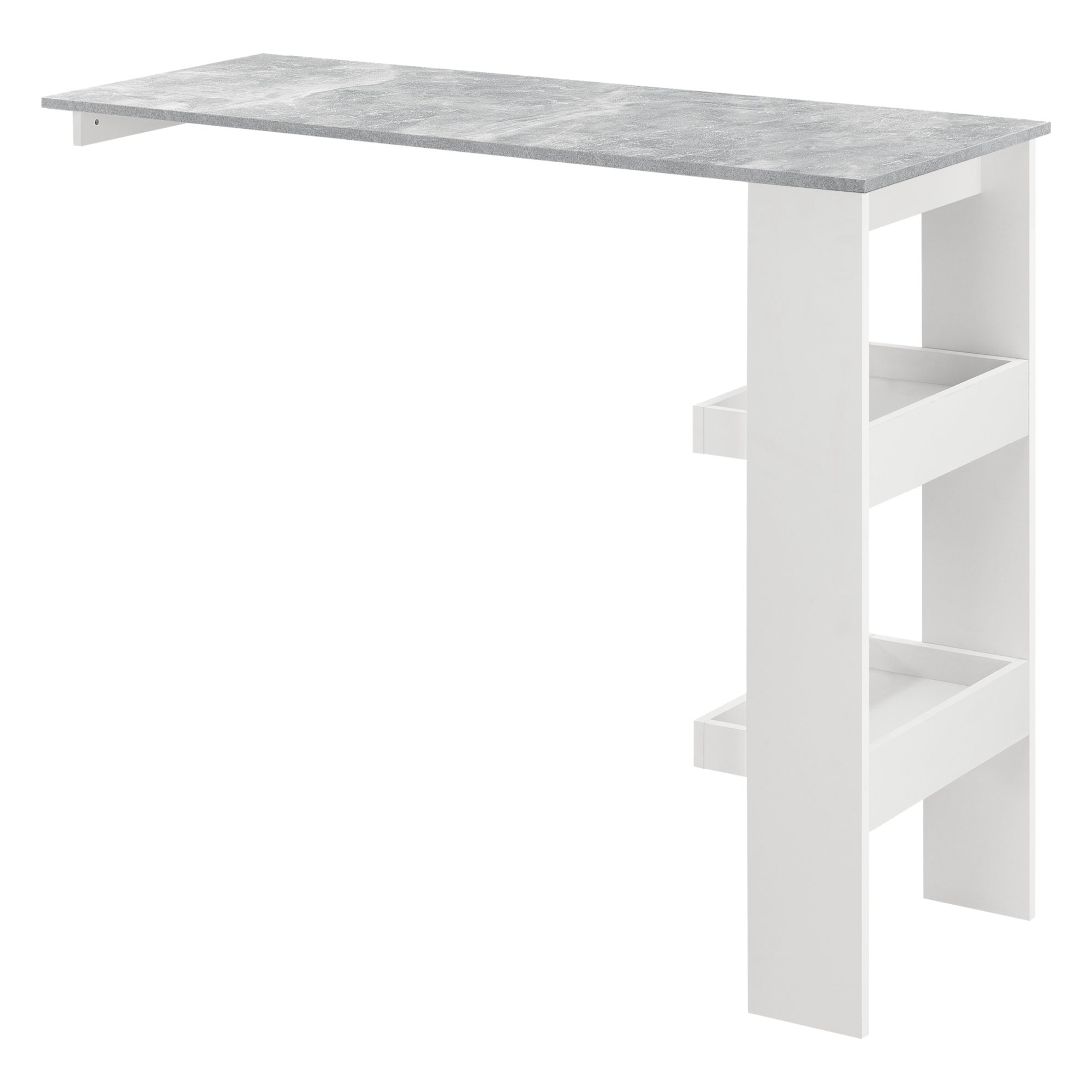 En.casa - Table De Bar Murale 120x45x106 Cm - Effet Béton & Blanc - Avec Rangement Intégré