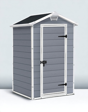 Casetta Da Giardino In Lamiera Acciaio - Con Base, 2 Porte Scorrevoli, Grigio Chiaro, Per Attrezzi E Tosaerba - Foto 7