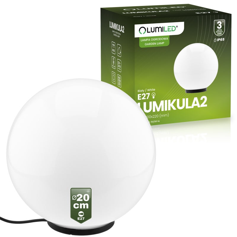 Lampa Ogrodowa Lumiled LED Oprawa Zewnętrzna Kula LED 20cm E27 IP65 1 szt.