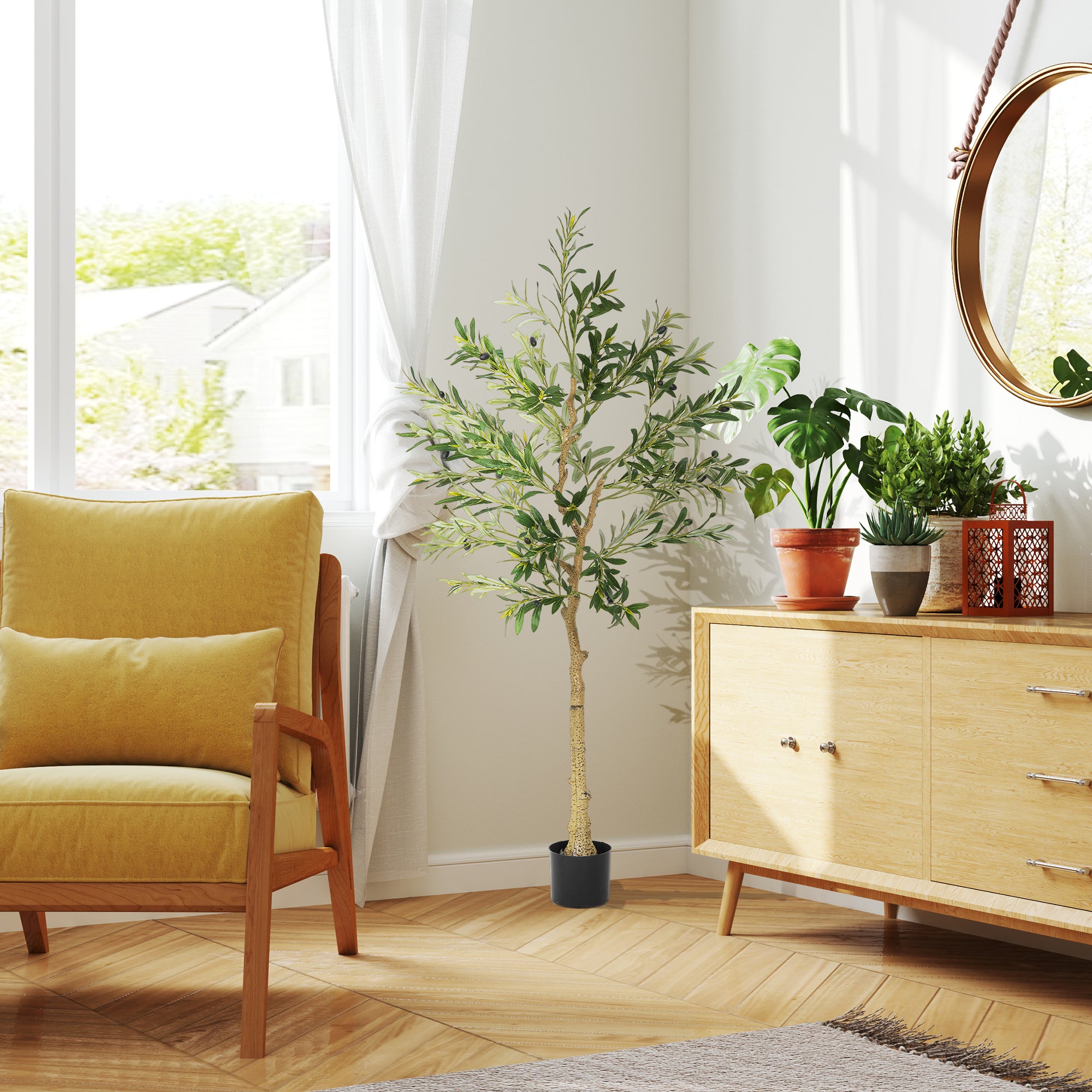 Olivier artificiel 150 cm plante artificielle intérieur, fausse plante décoration pour maison, bureau, salon, chambre - 4