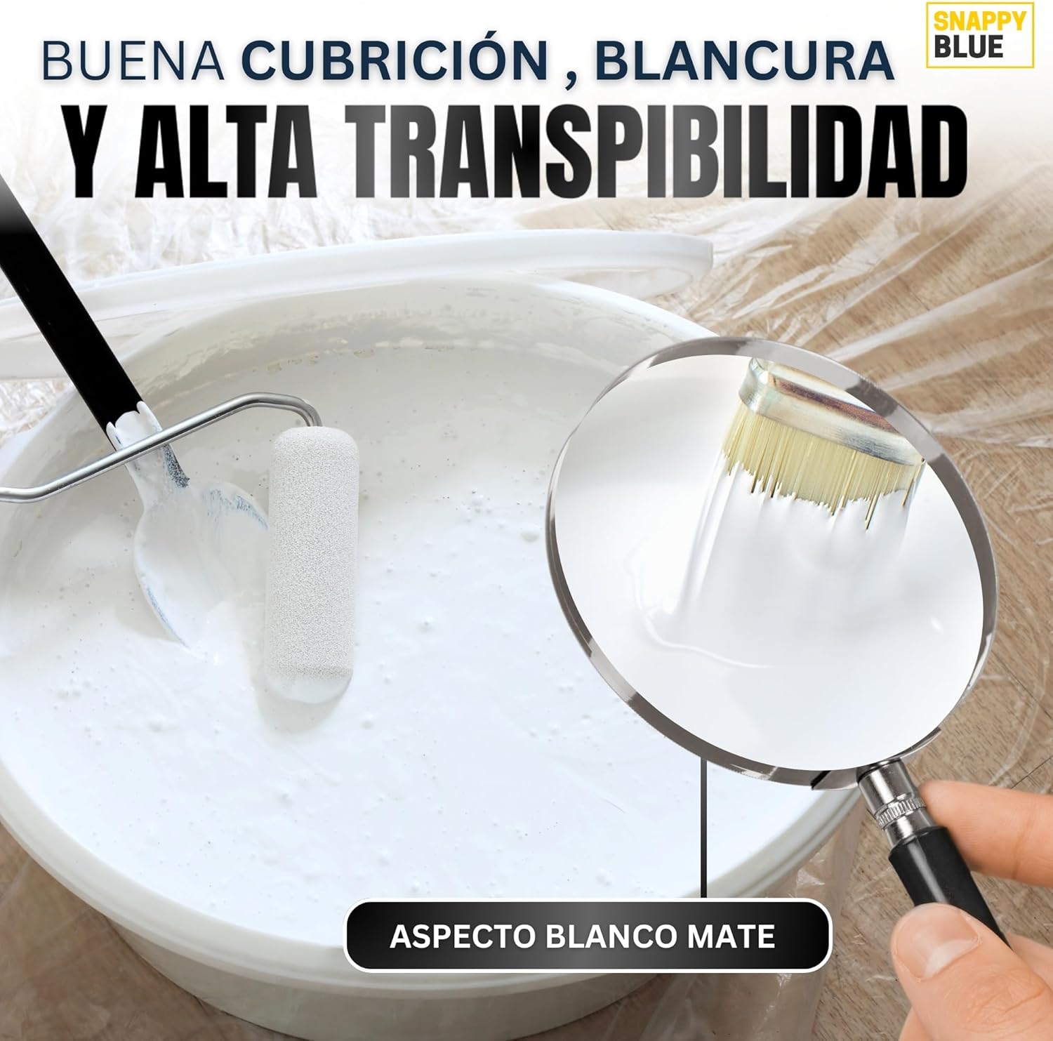 Pintura Blanca [8 L] Interior Lavable de aspecto Mate, Pintura Plastica Blanca Interior para Múltiples Superficies con Alta Transpirabilidad - 3