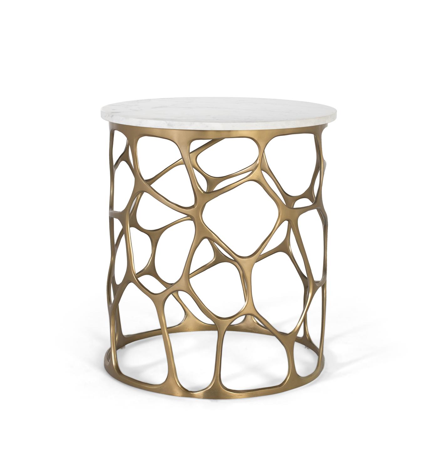 Table Basse Sofia en Marbre blanc et Métal Élégance et modernité | Atelier Travertin