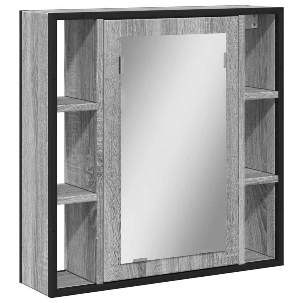 Armario con espejo de baño - mueble de baño madera gris sonoma 60x16x60 cm