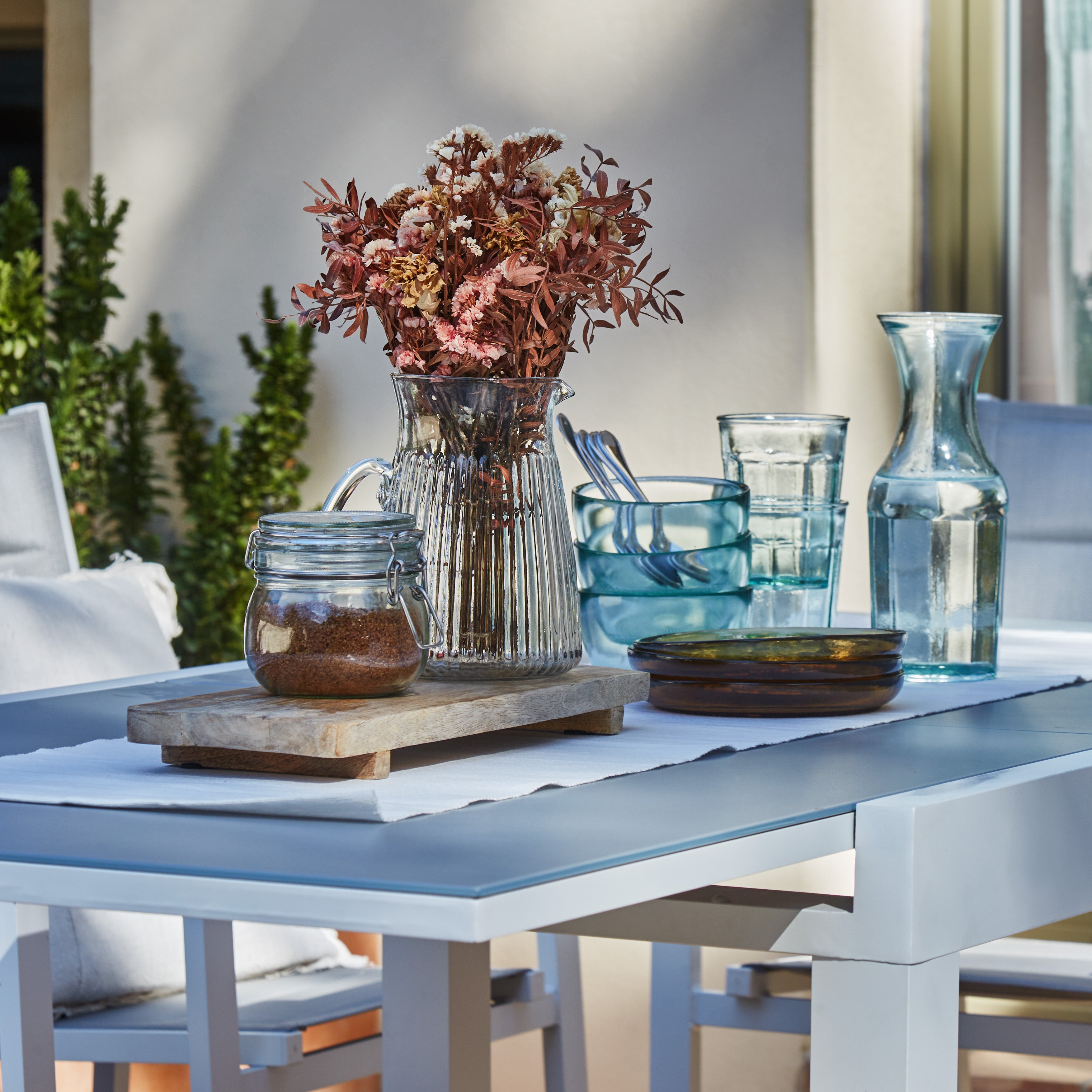 Pack de 4 sillas apilables aluminio blanco y textileno acolchado gris - Tokyo - 5