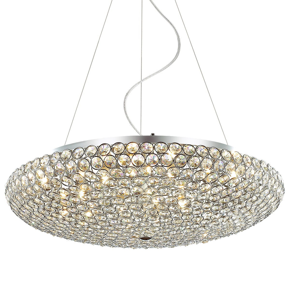 Lampa wisząca Santo chromowana przezroczysty 12xG9x40W styl klasyczny wym: 120 x 65 x 65 cm kryształ Italux