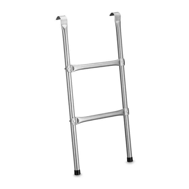 Relaxdays Échelle de trampoline, 76 cm, à accrocher, 2 marches, accessoire extérieur, universel, acier, argenté
