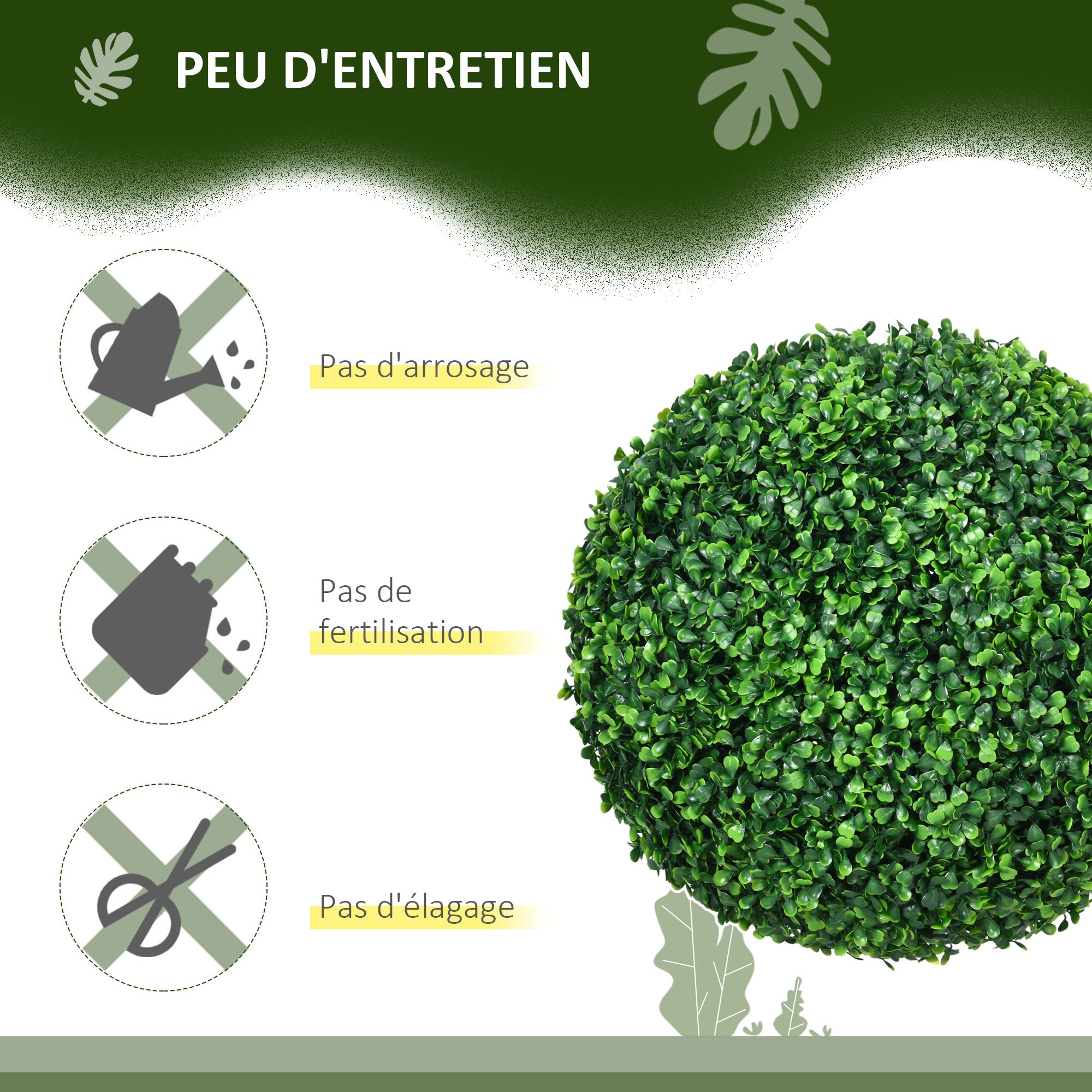 Lot de 2 boules de buis artificielles de 40 cm décoration pour intérieur ou extérieur vert - 8