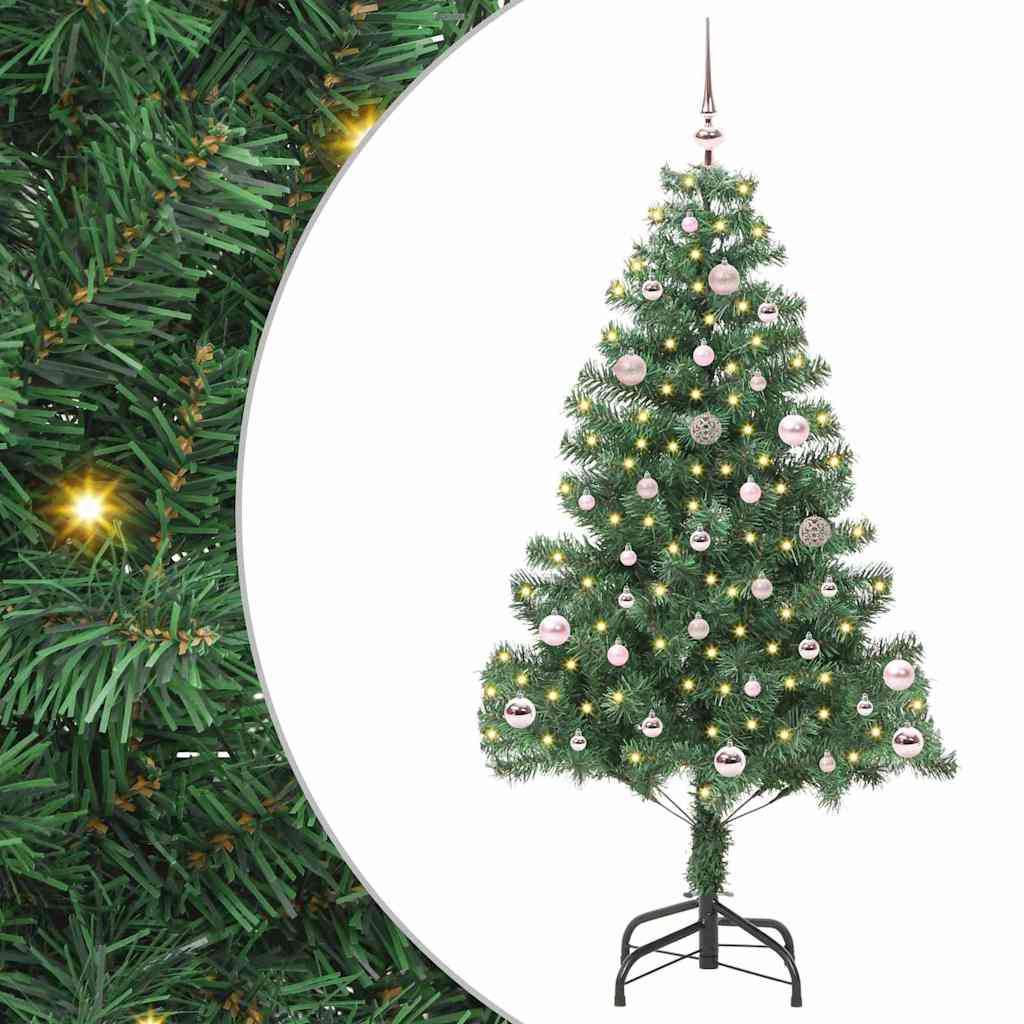 Choinka z 150 diodami LED z podstawą Zielony 150 cm PVC