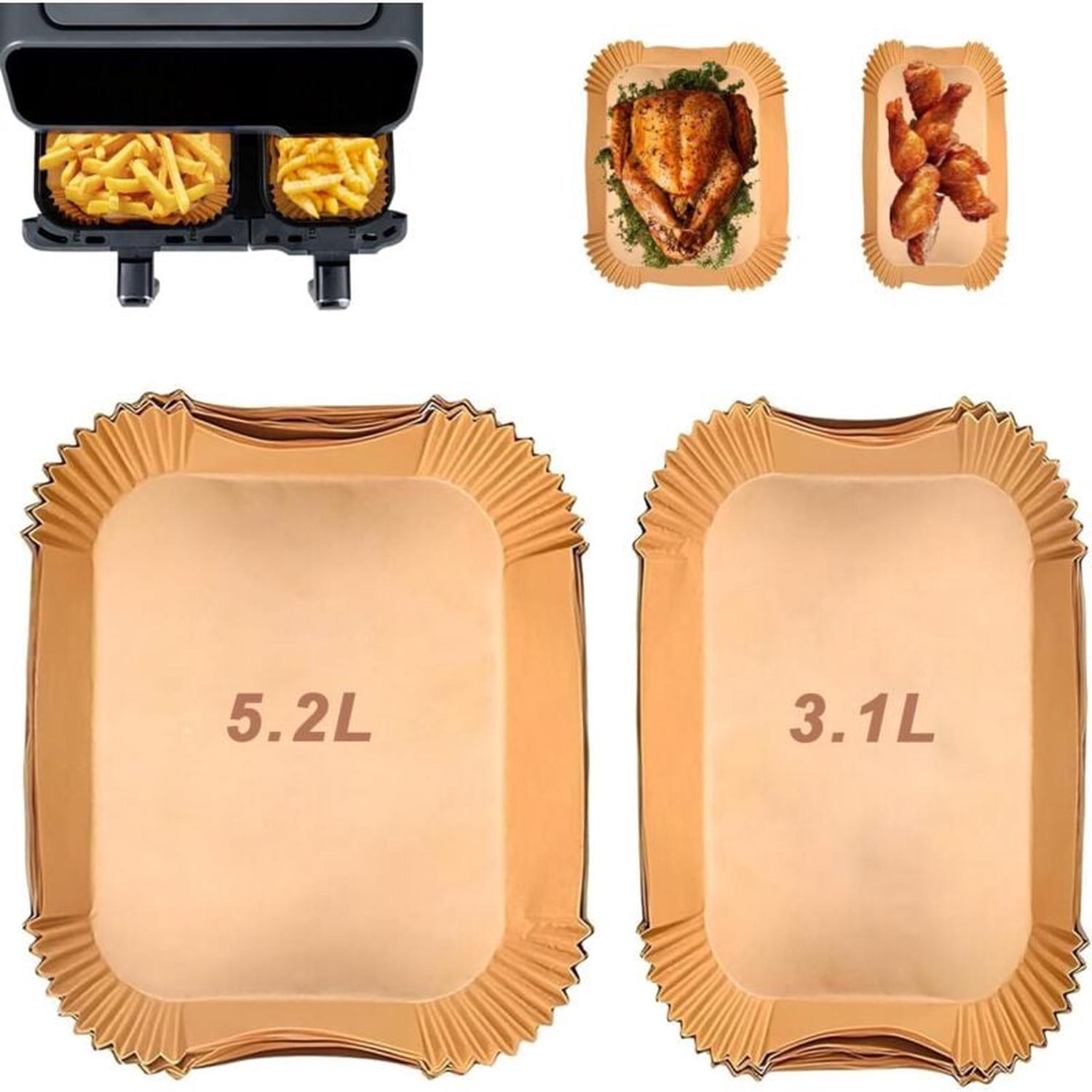 KitchenBoss Papier Cuisson Air Fryer: 100 Pièces Papier Sulfurisé pour Airfryer Carré 20 x 24 c