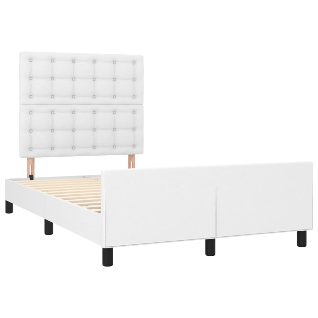 Cadre de lit sans matelas blanc 120 x 190 cm similicuir - 3