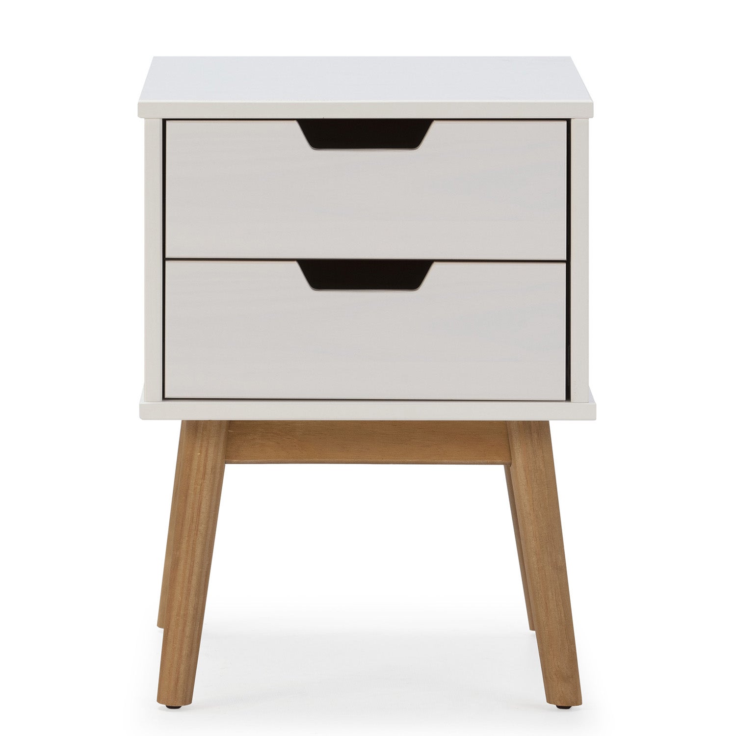 Comodino Baku 2 cassetti bianco, legno massello - 3