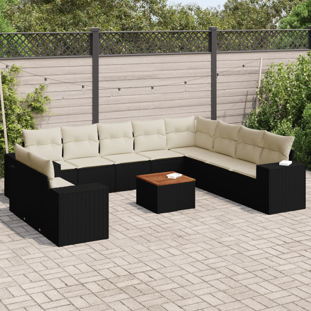 Divano Da Esterno 2 Posti Con Contenitore - Salotto Giardino In Polyrattan Nero Con Cuscini - Foto 6
