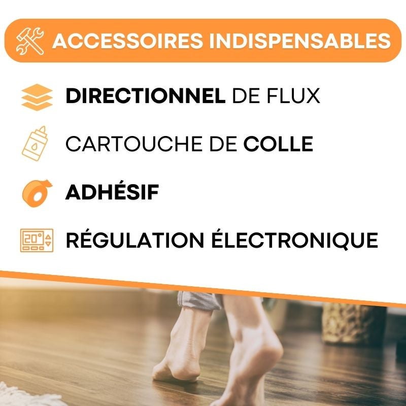 Plancher chauffant électrique sous parquet - 140 W/m² : 210 W - 1,5 m² : longueur: 300 cm - Largeur: 50 cm - 4
