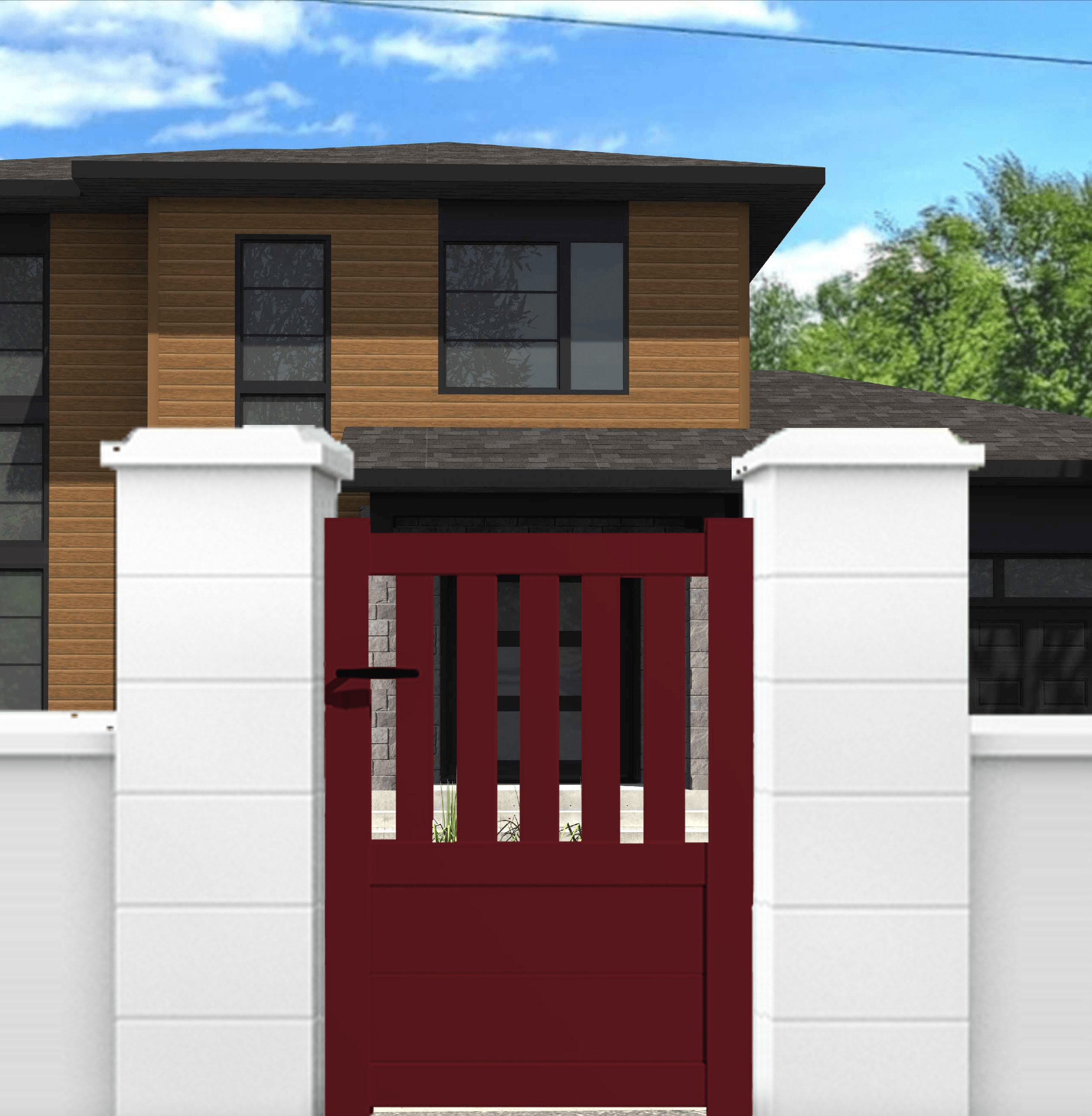 Portillon aluminium modèle semi-ajouré en kit dimensions L.1000 (entre piliers) x H.1300 mm Couleurs Marron (RAL 1247) - 5