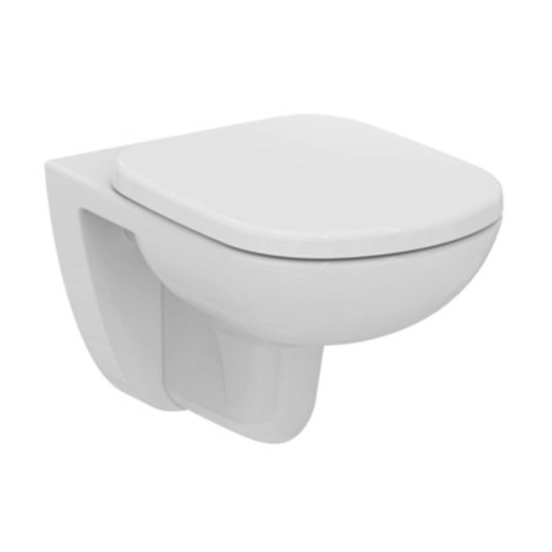 Pack WC Bati-support Geberit Duofix + Cuvette suspendue Porcher sans bride + Abattant Ideal Standard ASTOR + Plaque blanche (Por - 3