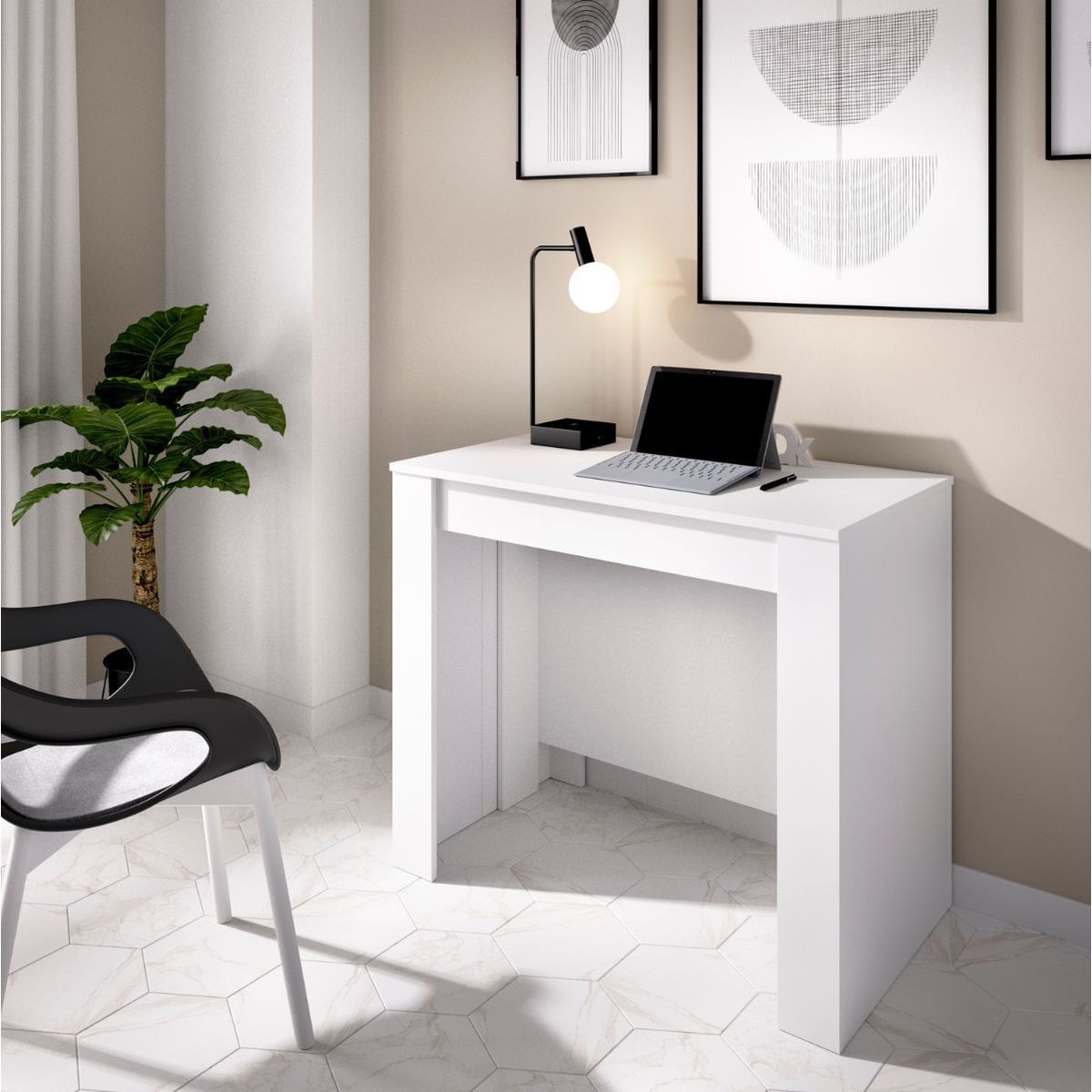 Console extensible en table 4-10 personnes - Decor blanc - L 239 x P 90 x H 77 cm - KIONA - 8