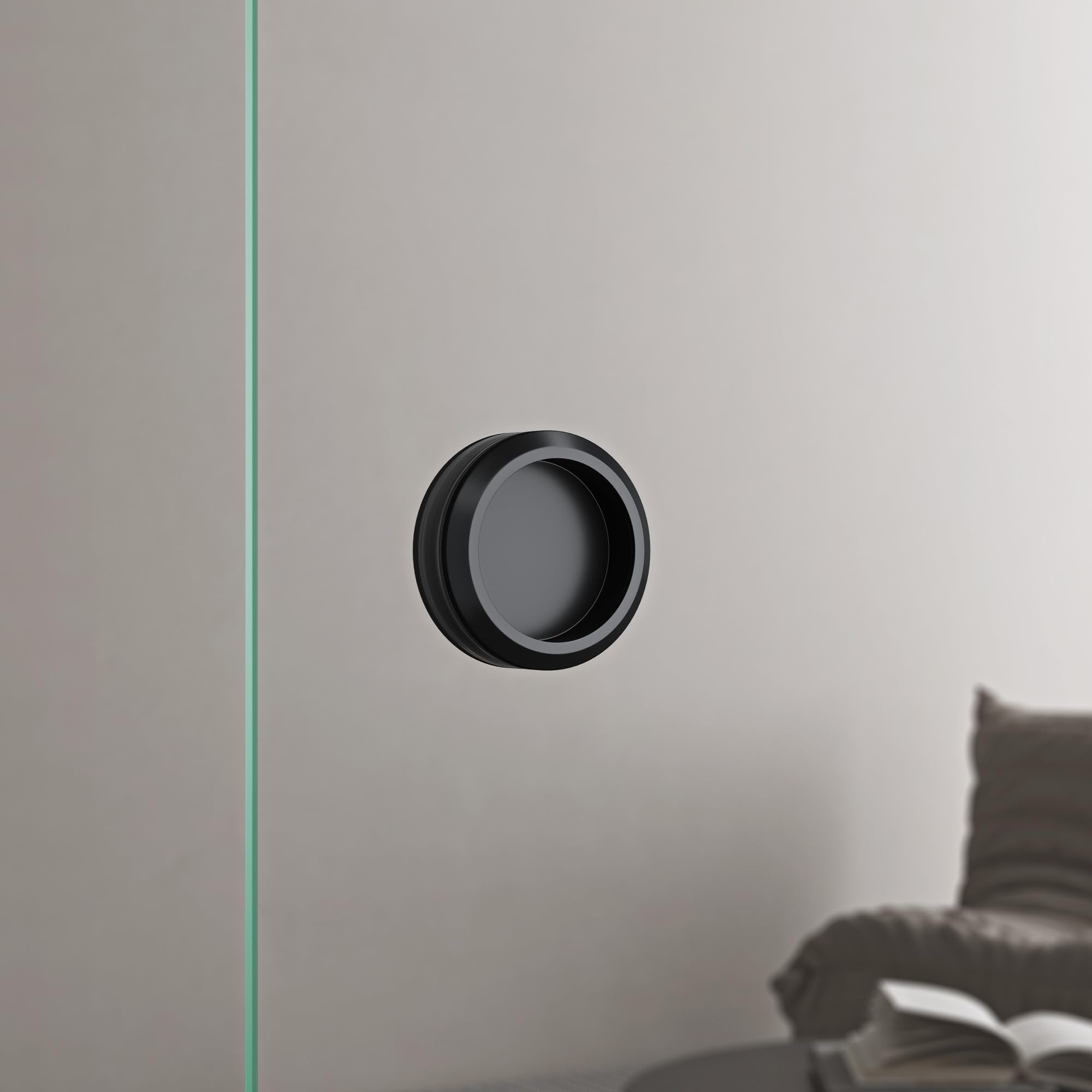 Vous recherchez une poignée de porte noire sur rosace ronde avec une poignée plate