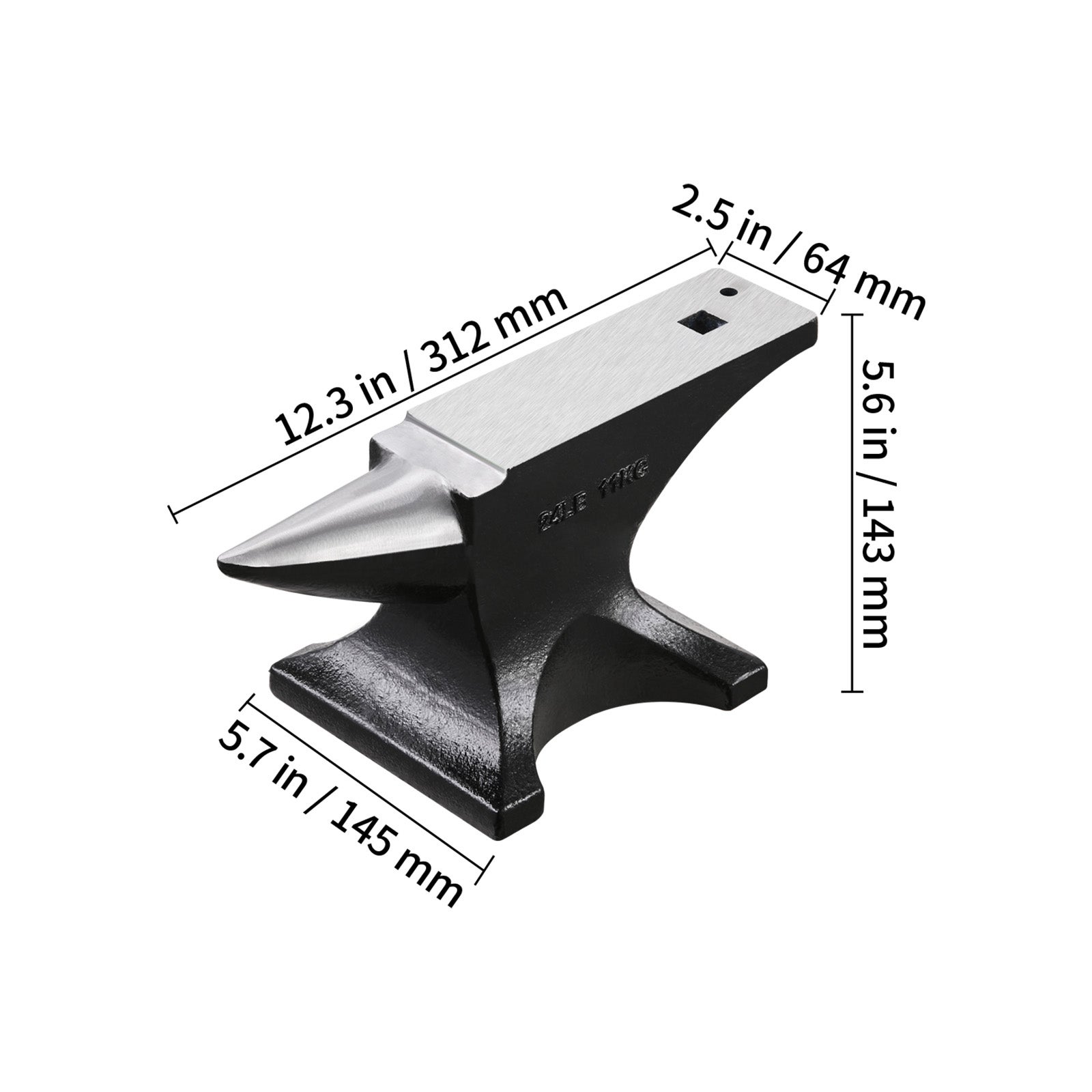 Bigorna de corno simples SucceBuy de 25 lb em aço fundido Bigorna robusta com corno redondo de alta dureza para ferreiros, base estável - 2