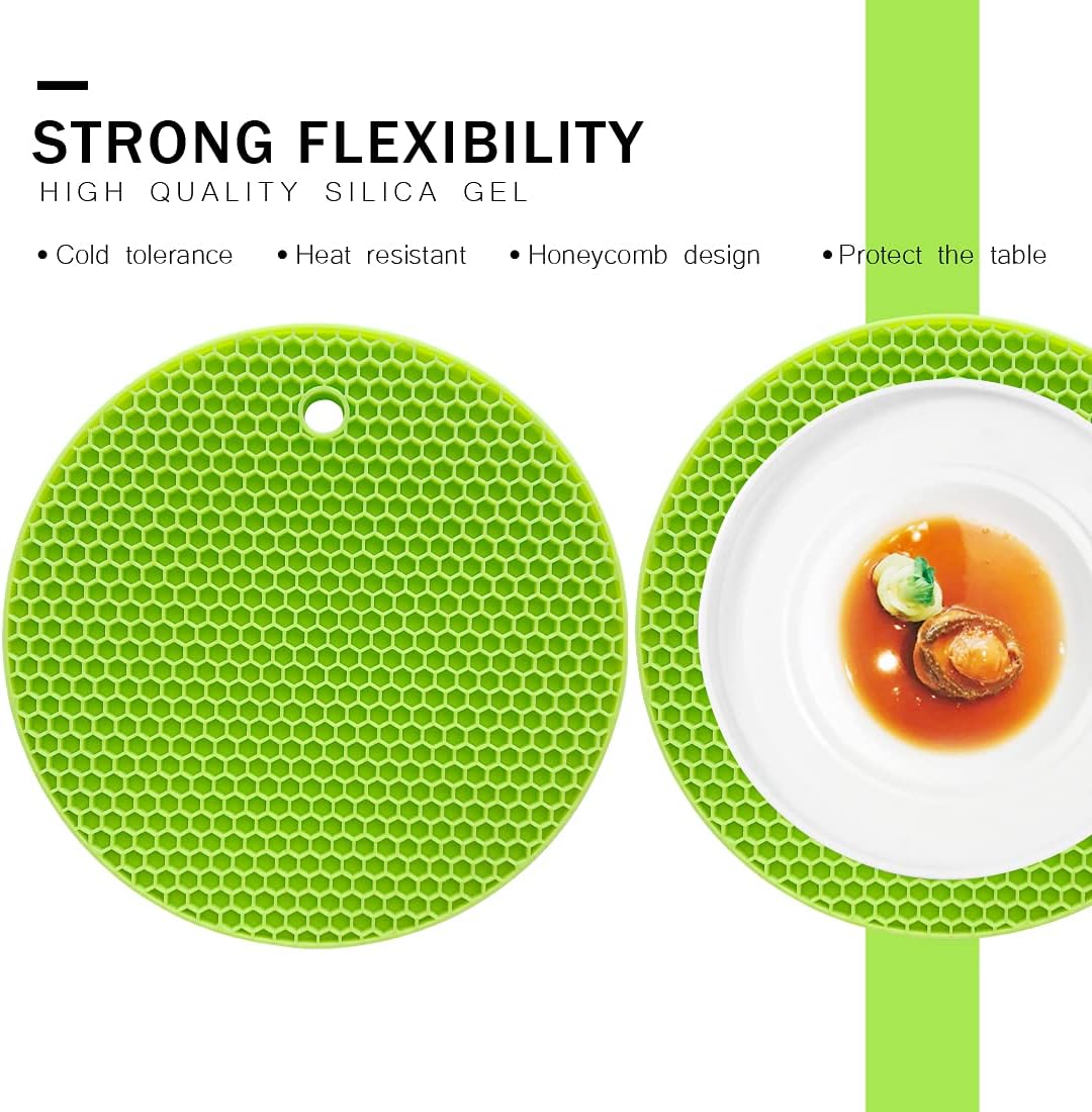 Tappetino in silicone resistente al calore, 18 x 18 cm, sottopentola antiscivolo multifunzionale per pentole calde, protezione per bancone della cucina con apribottiglie, poggia cucchiaio