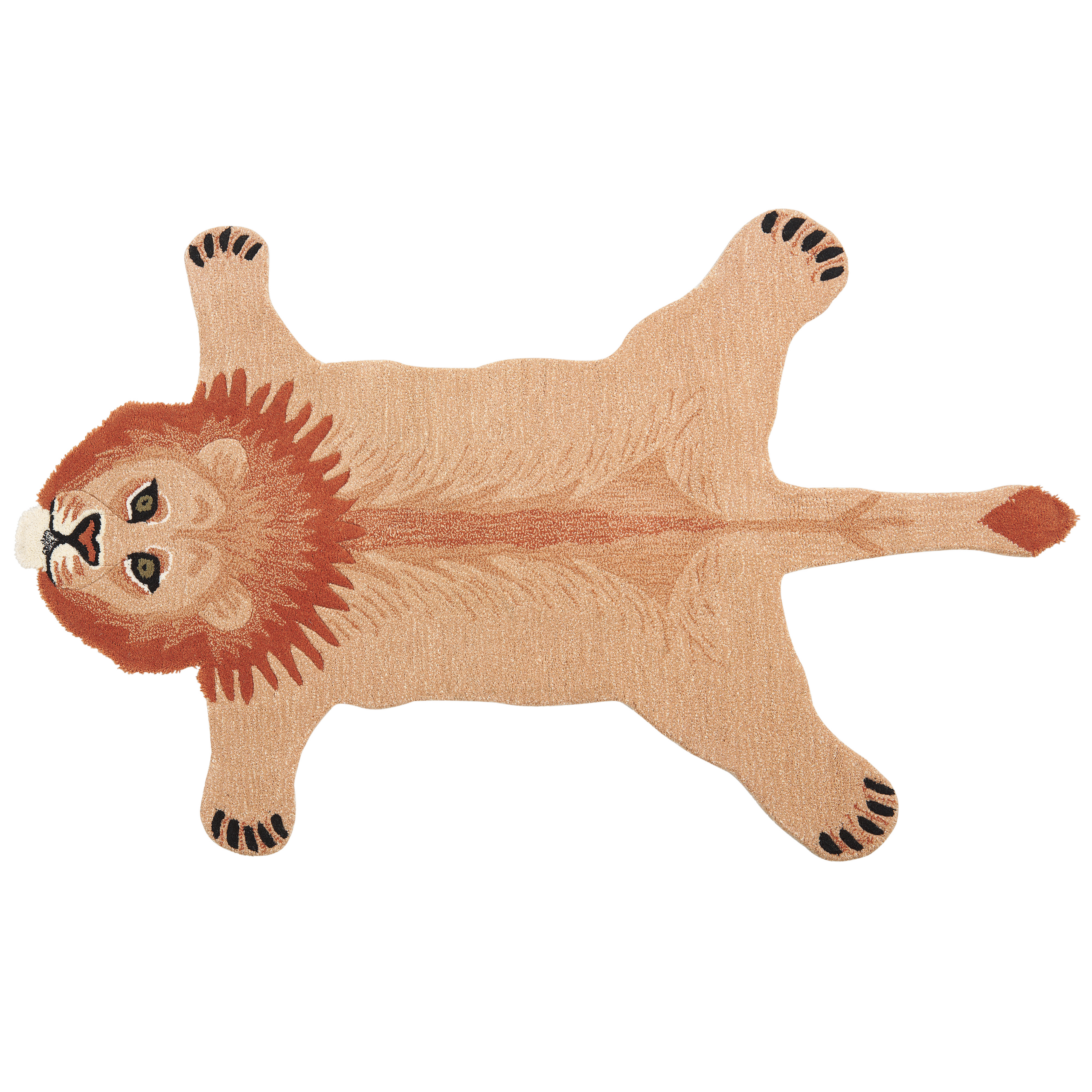 Beliani alfombra infantil de lana beige motivo león 100 x 160 cm mufasa