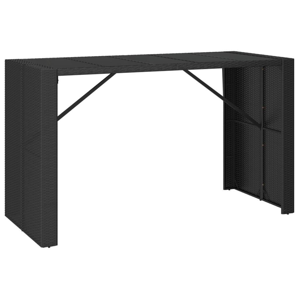 Maison Exclusive - Tavolo da Bar con Piano in Vetro Nero 185x80x110 cm Polyrattan - 7