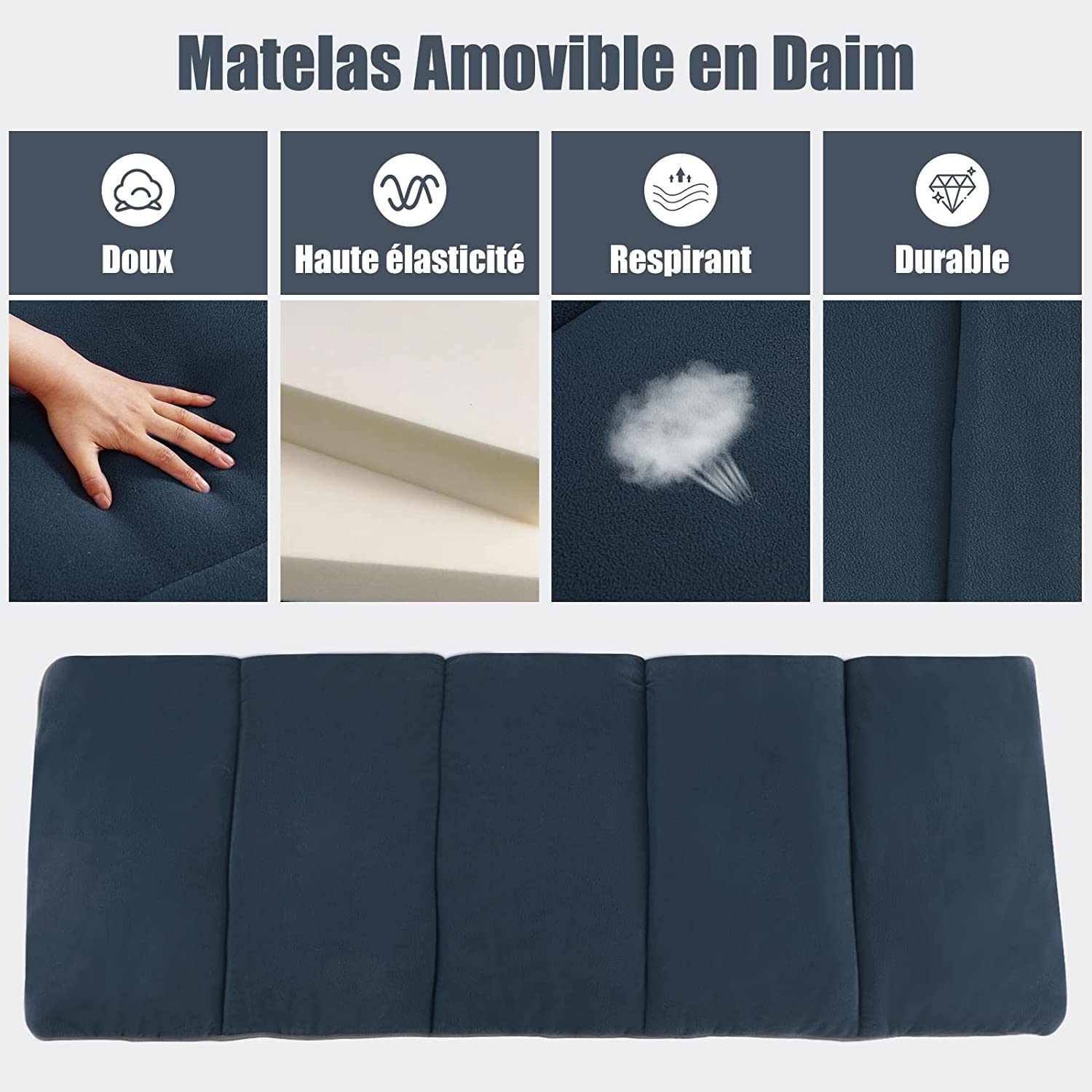 Lettino da Campeggio Pieghevole, Brandina da Campeggio con Materasso e Cuscino Rimovibili, Borsa da Trasporto, per Casa, Ufficio, Campeggio, C - 3