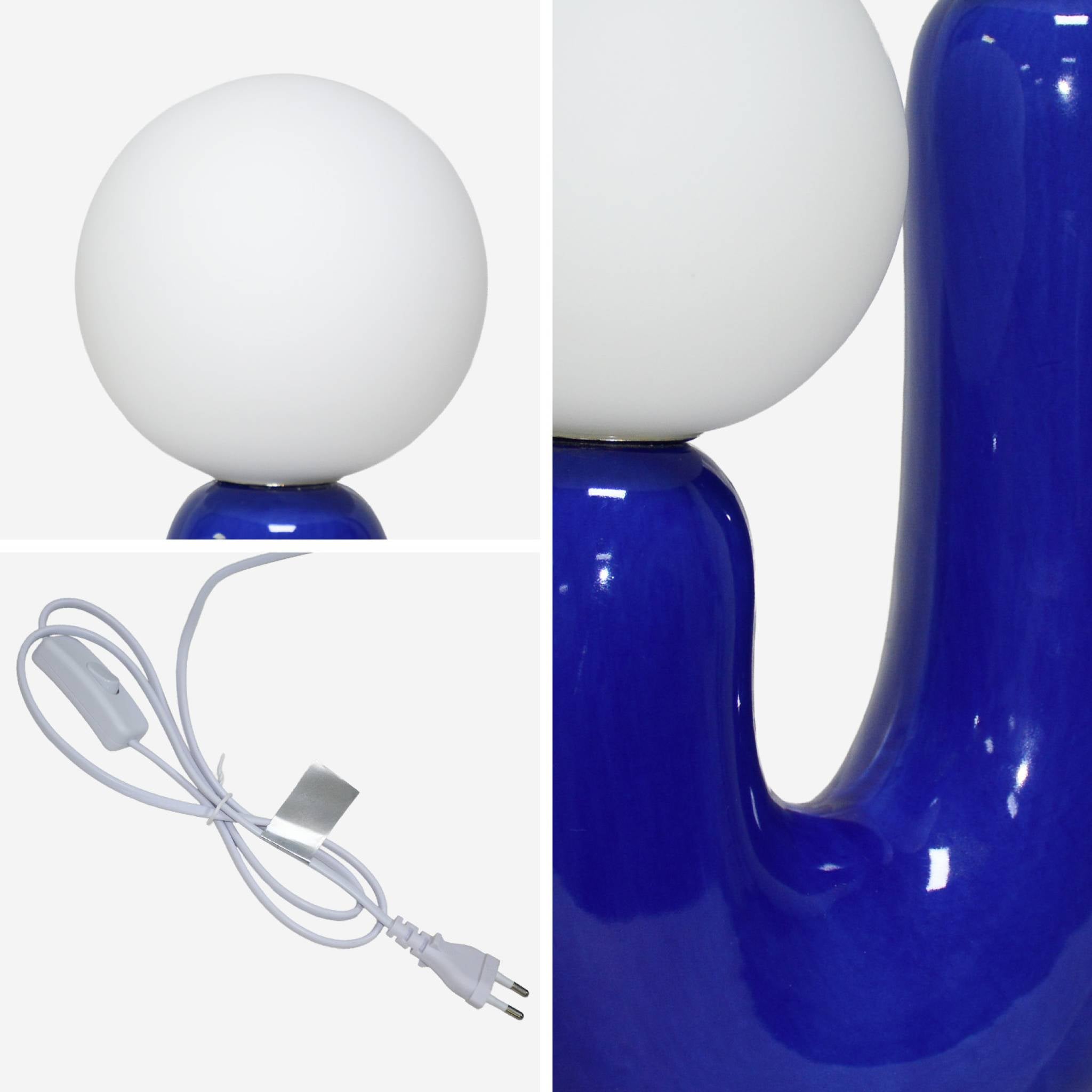 Lampada da tavolo organica ceramica e vetro, 31cm, Blu - 5