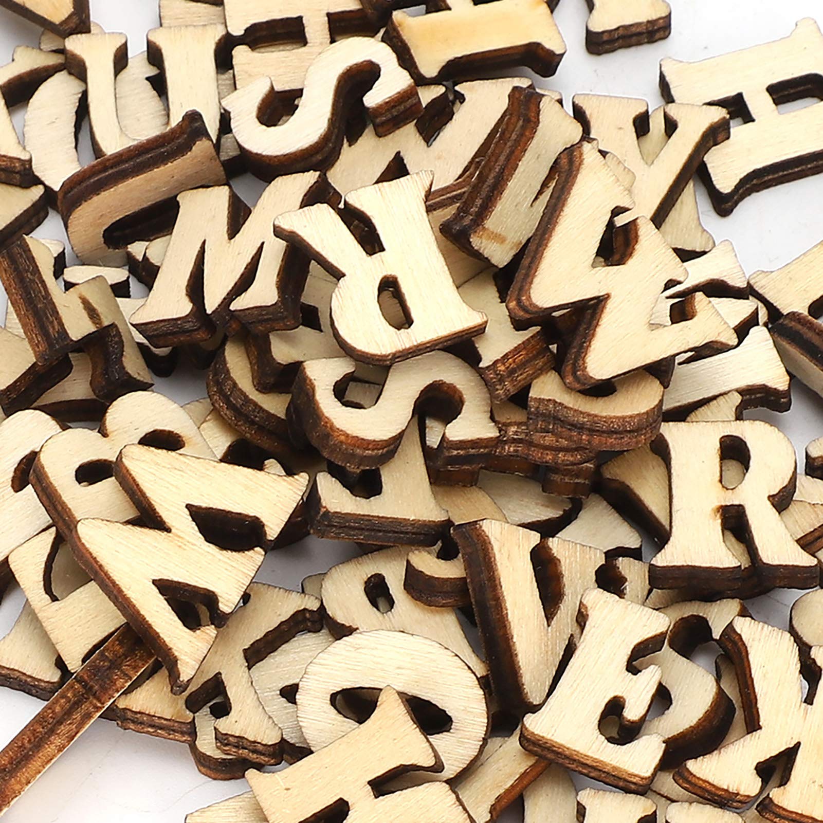 Lot de 200 lettres en forme de bûche à faire soi-même, en feuille de bois, éducatif, décoration pour 26 lettres anglaises - 2
