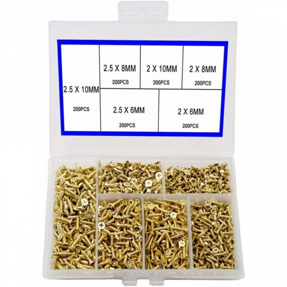 Lot 1200 Micro Vis Autotaraudeuses + Tournevis – Assortiment M1 à M1.7 Pour Lunettes, Montres, Téléphones, PC