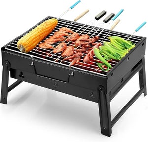 Barbecue Charbon De Bois Portable Et Pliable - 100 X 18 Cm, Grille Réglable, Pour Terrasse Et Camping