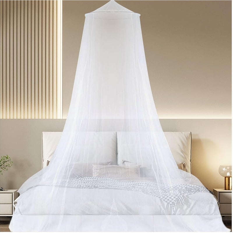 Biała moskitiera na łóżko moskitiera kopułowa moskitiera z baldachimem odpowiednia do łóżka pojedynczego moskitiera na łóżko podwójne haczyk gratis