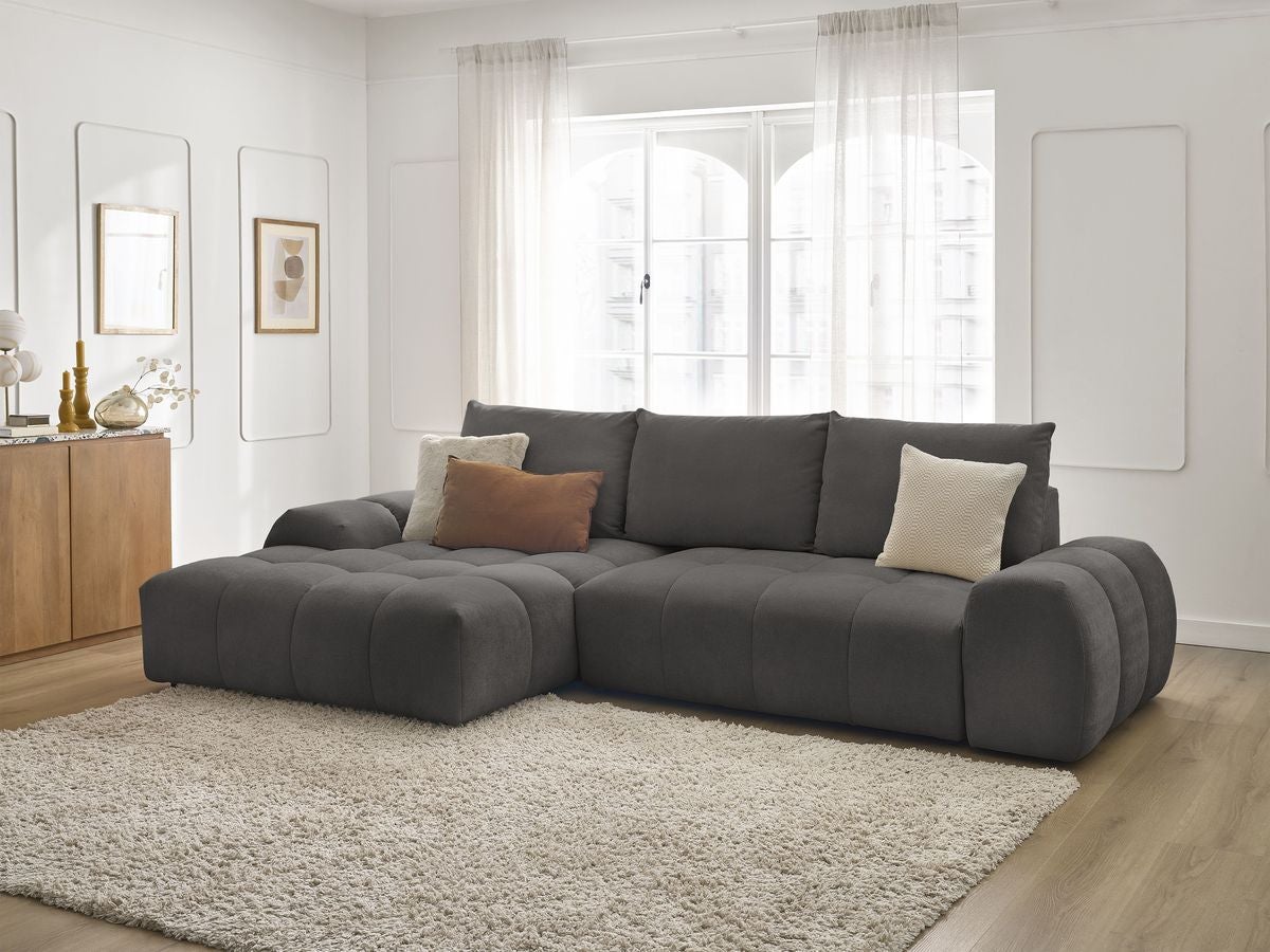 Canapé d'angle convertible coffre EVEREST tissu texturé BOBOCHIC 3 ...