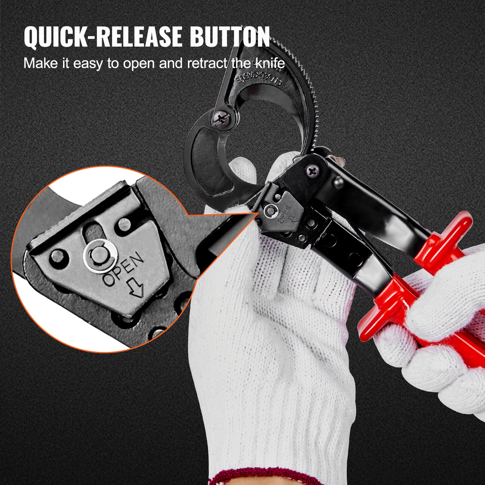 Coupe-câble à cliquet,SucceBuy 25,4 cm,coupe fil de 240 mm²,levier à dégagement rapide,lame en acier à ressort au silicium et au manganèse - 6