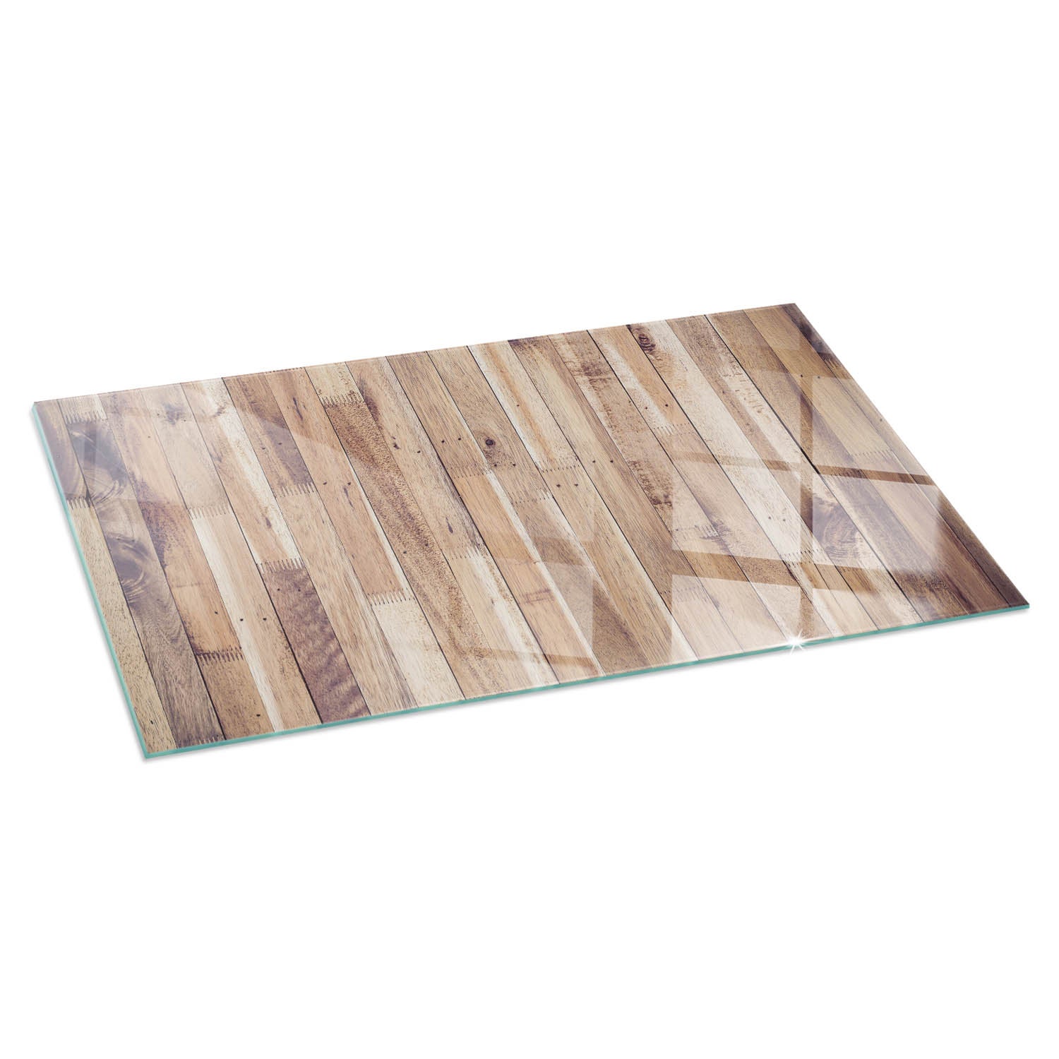 Prostokątna płyta szklana ochronna pod piecyk, kominek - 100x50 cm - Deska drewniana w układzie - TULUP