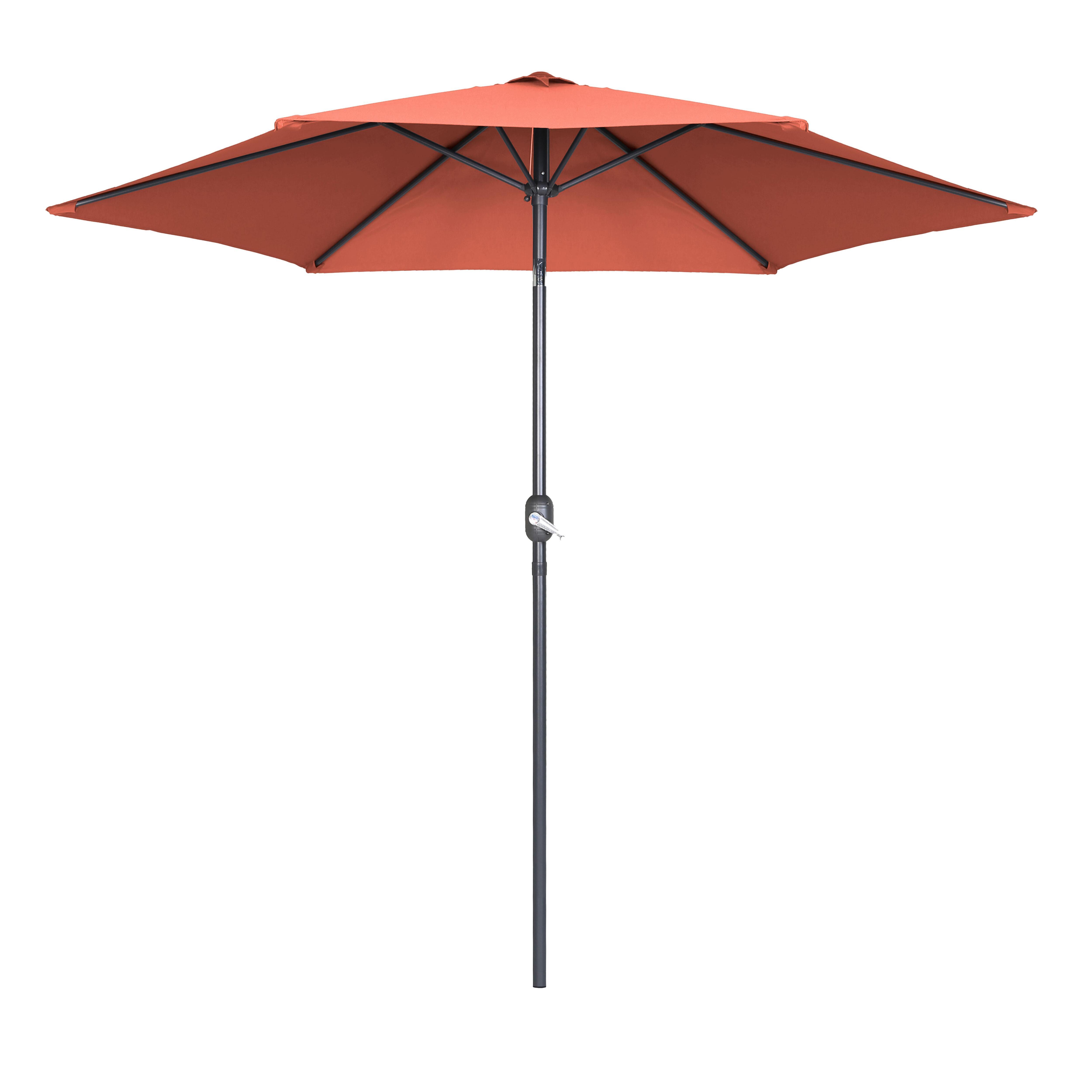 Parasol droit inclinable 3m et 4 dalles lestées aluminium terracotta - 3