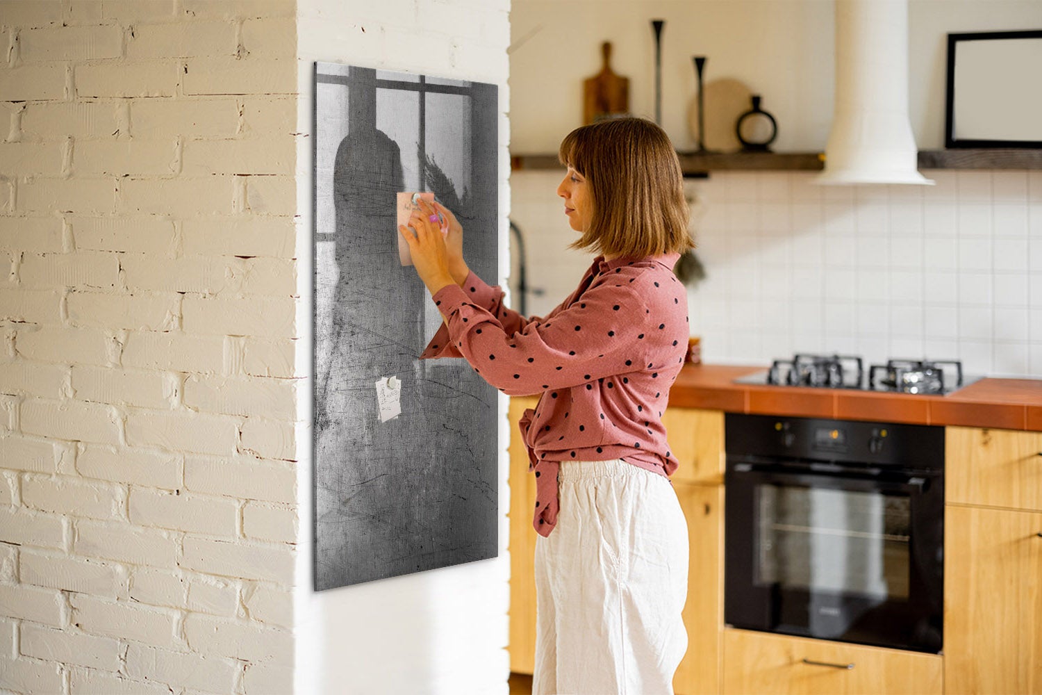 Tableau magnétique mural, Tulup - 60x120 cm - Métal rayé, 5 aimants, une éponge, un marqueur blanc - 6